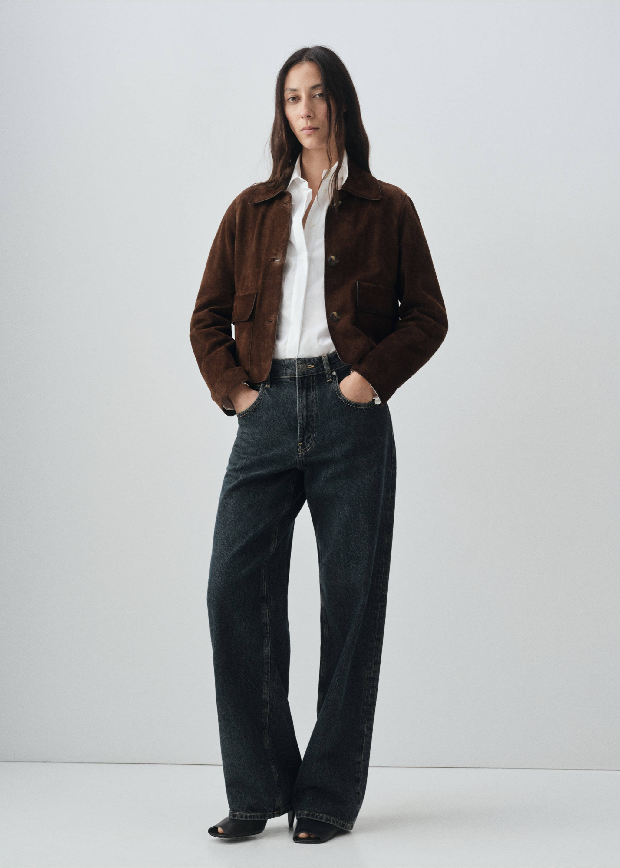 100% leather short jacket - General plane, Brown. Ref: 17026347-00.