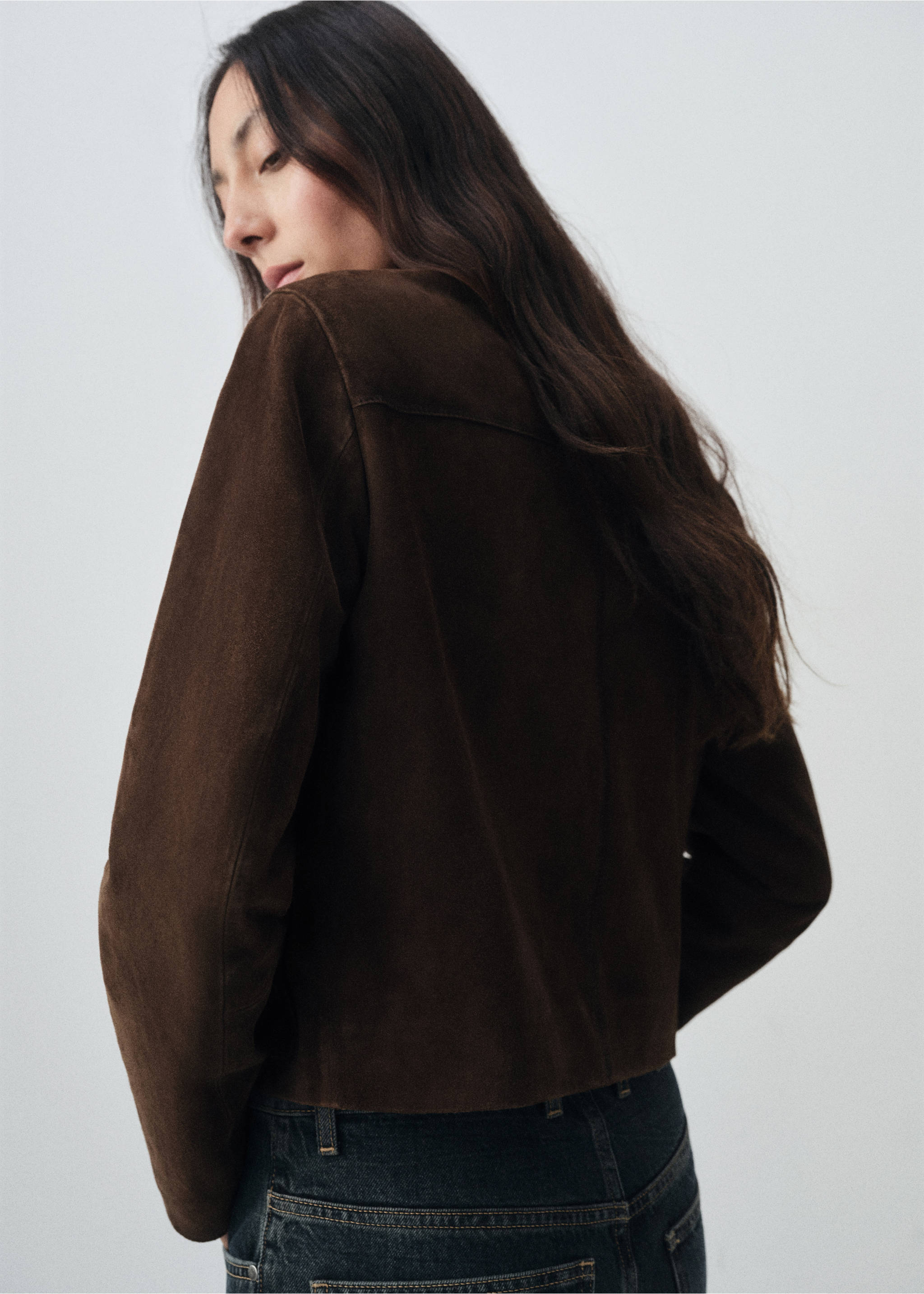 100% leather short jacket - Reverse of the article, Brown. Ref: 17026347-00.