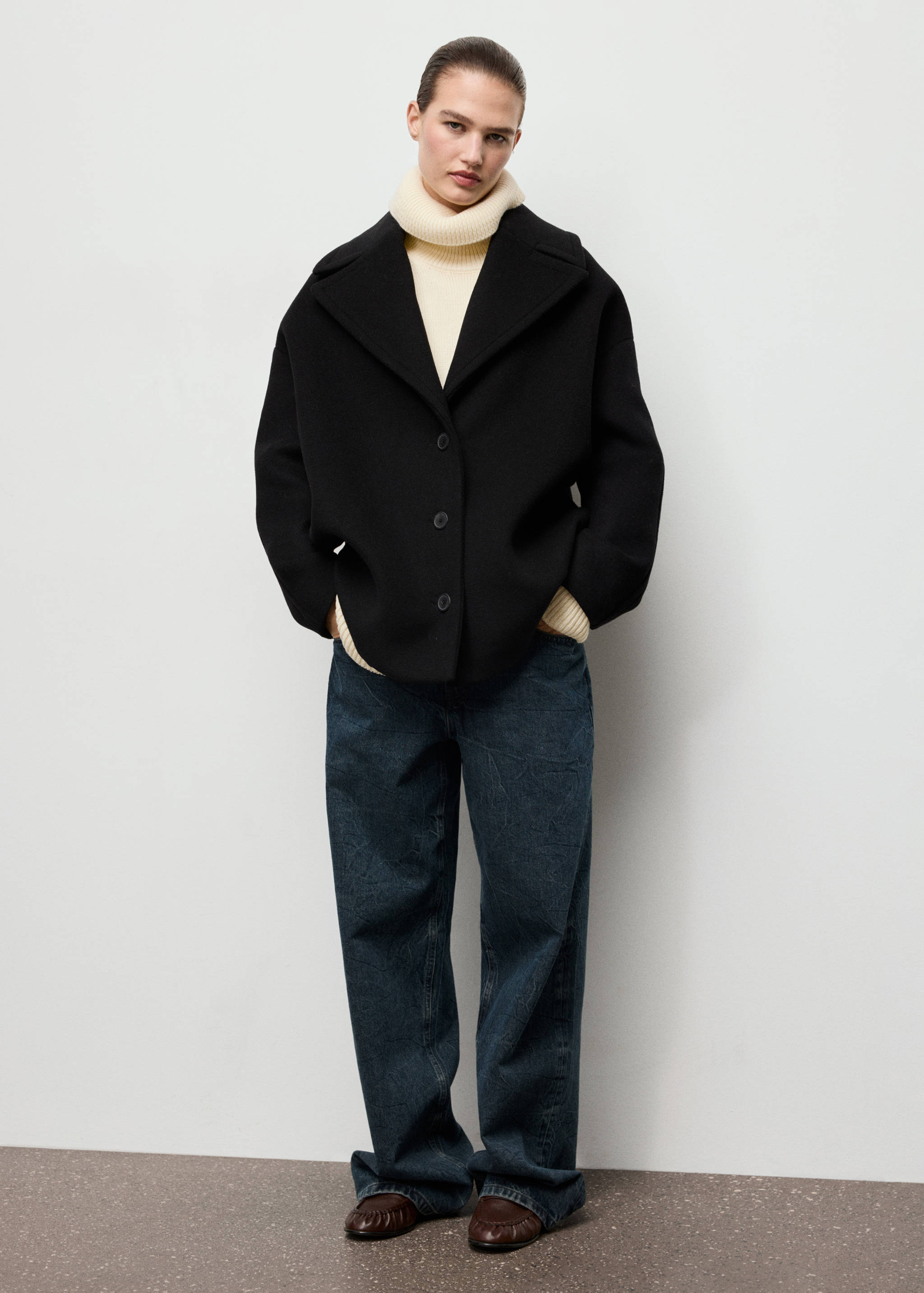 Oversized short wool coat - Women | MANGO OUTLET USA