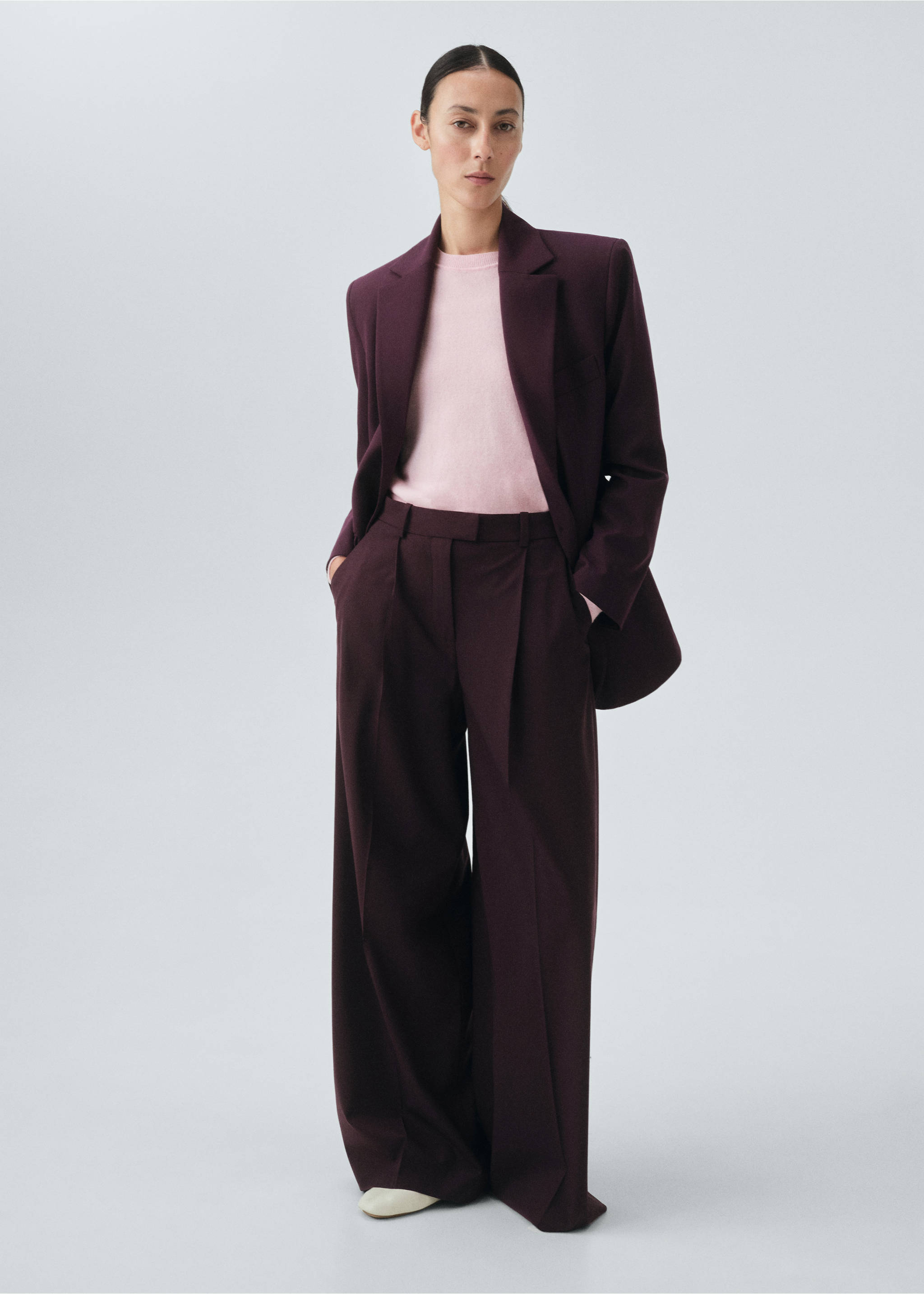 Wool-blend suit blazer - General plane, Maroon. Ref: 17026363-00.