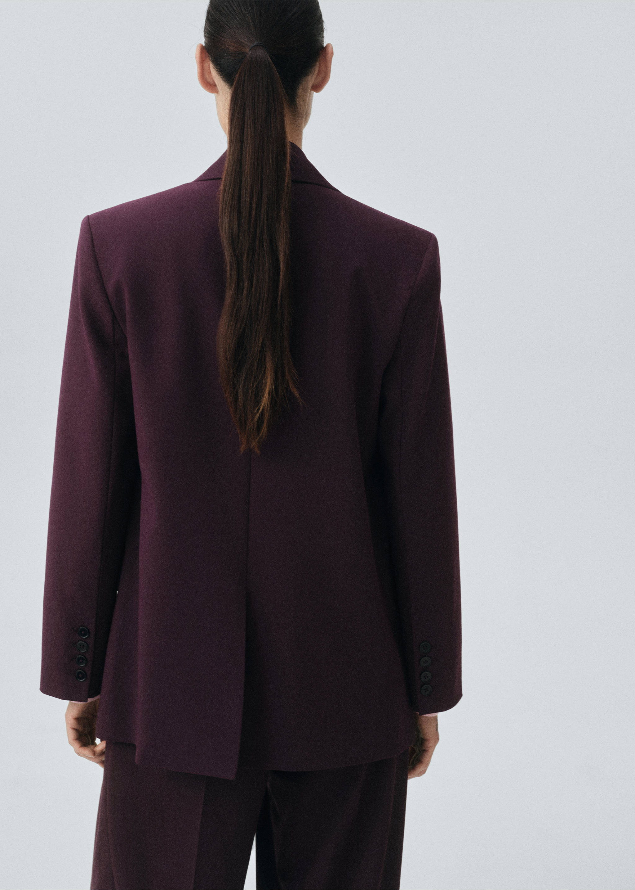 Wool-blend suit blazer - Reverse of the article, Maroon. Ref: 17026363-00.