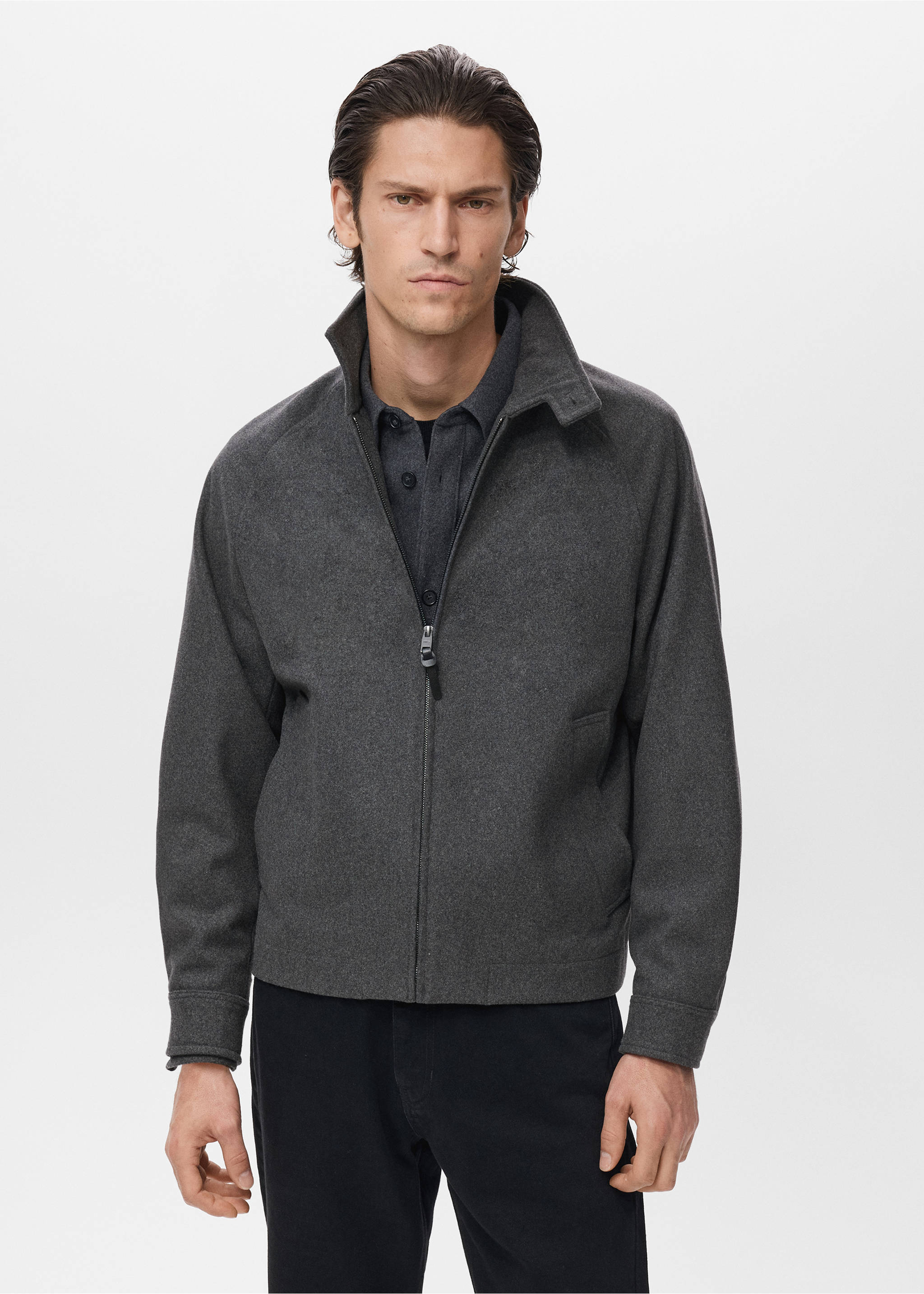 Wool-blend jacket - Medium plane, Grey. Ref: 17026723-00.