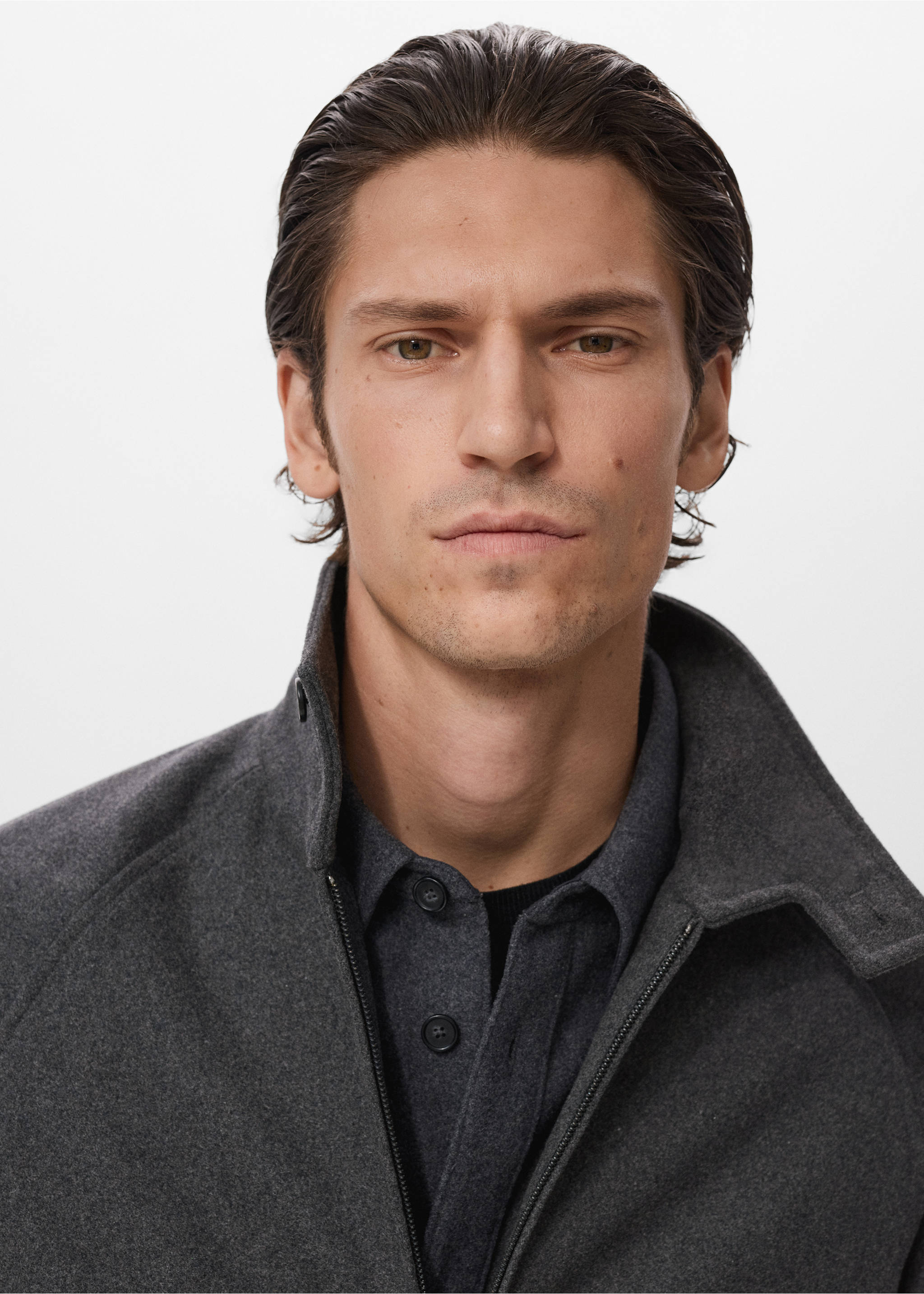 Wool-blend jacket - Details of the article 1, Grey. Ref: 17026723-00.