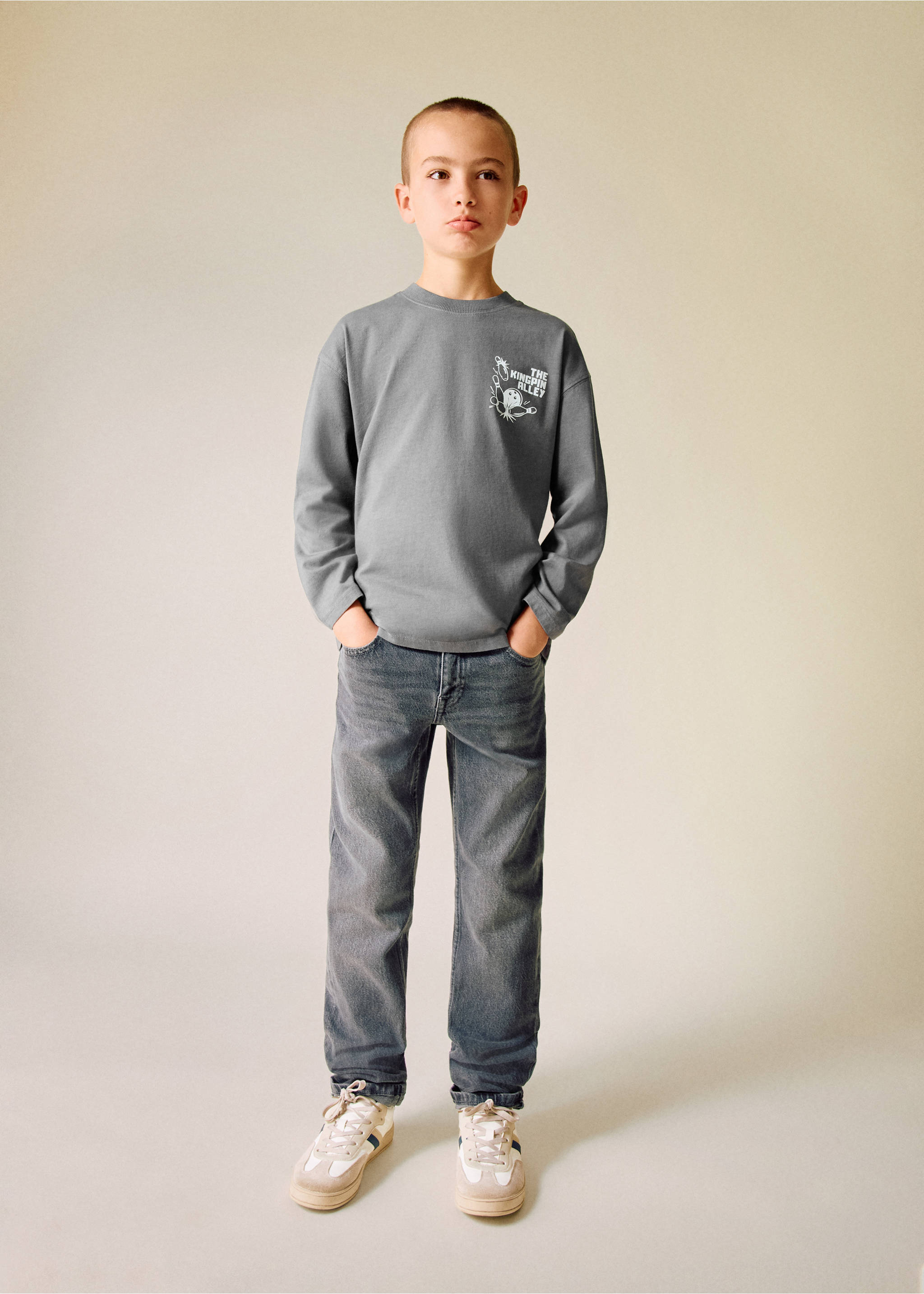 Printed cotton-blend t-shirt - General plane, Grey. Ref: 17026730-00.