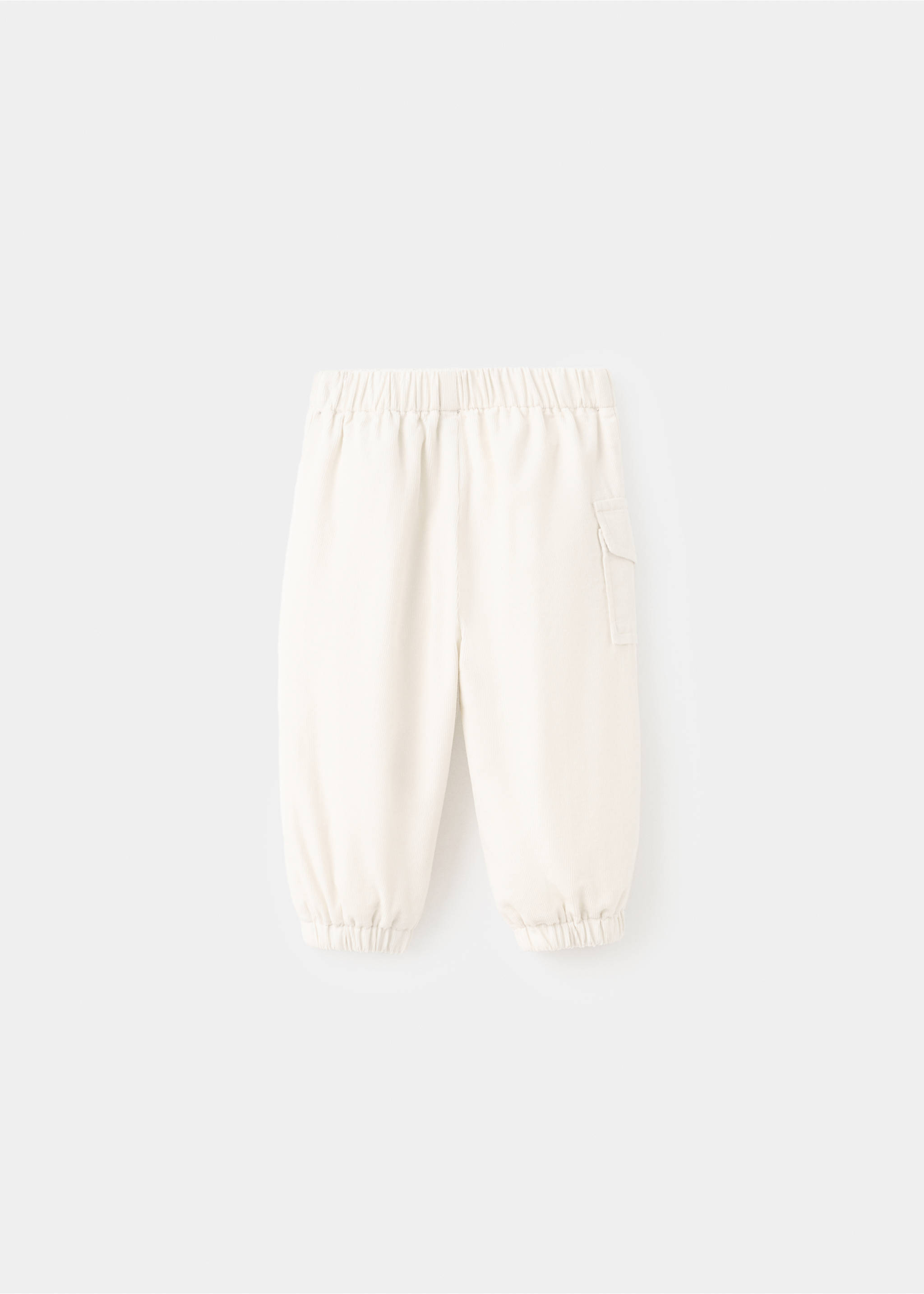 Corduroy cargo trousers - Reverse of the article, Ecru. Ref: 17026732-00.