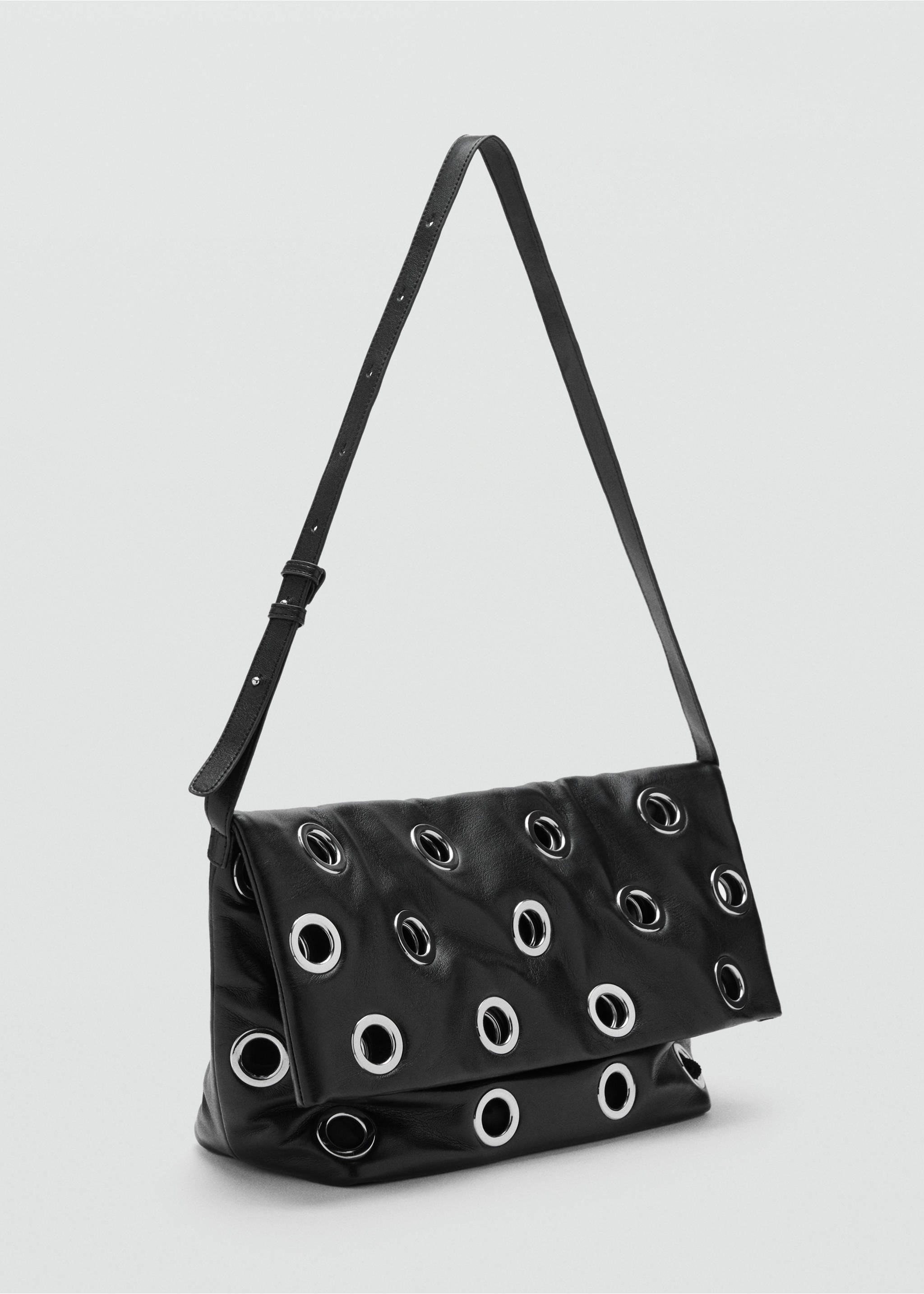 Crossbody bag with eyelets - Medium plane, Black. Ref: 17026741-00.