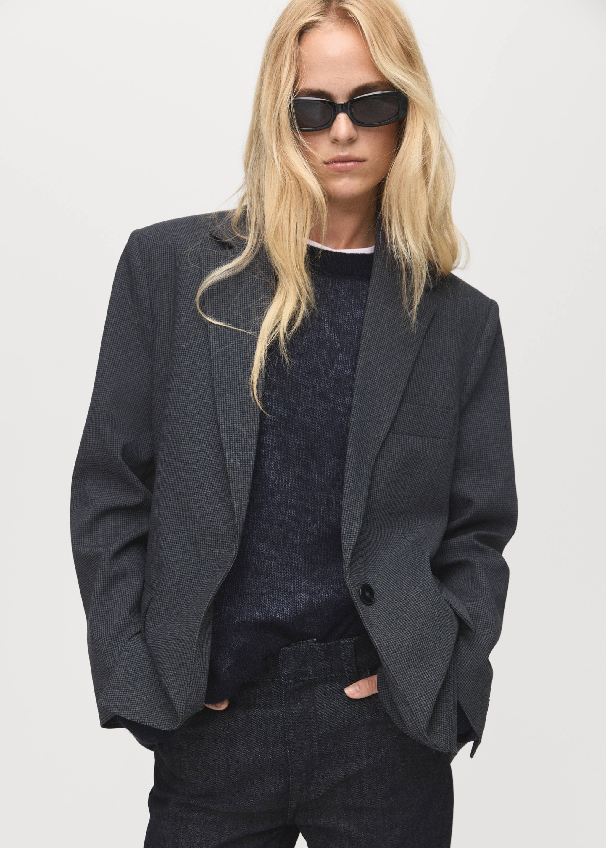 Blazer recta bolsillos solapa - Plano medio