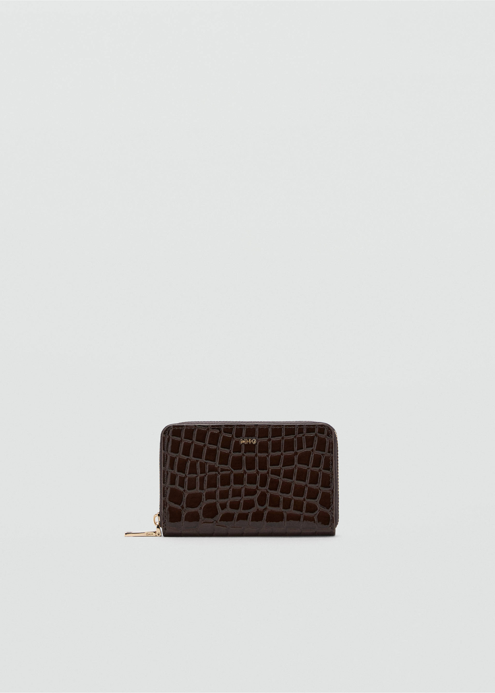 Medium glossy croc wallet - Article without model, Chocolate. Ref: 17027131-00.
