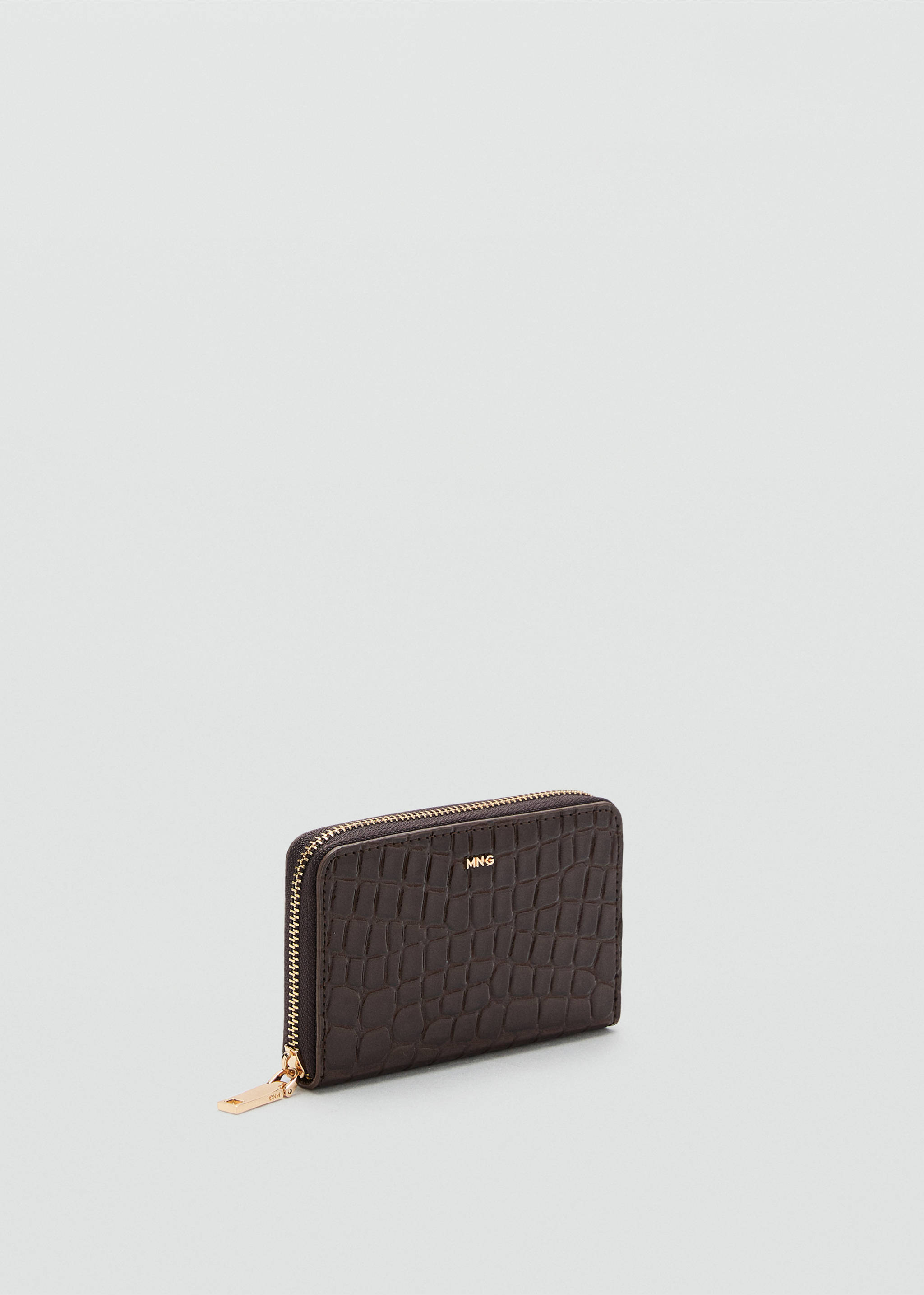Medium glossy croc wallet - Medium plane, Chocolate. Ref: 17027131-00.
