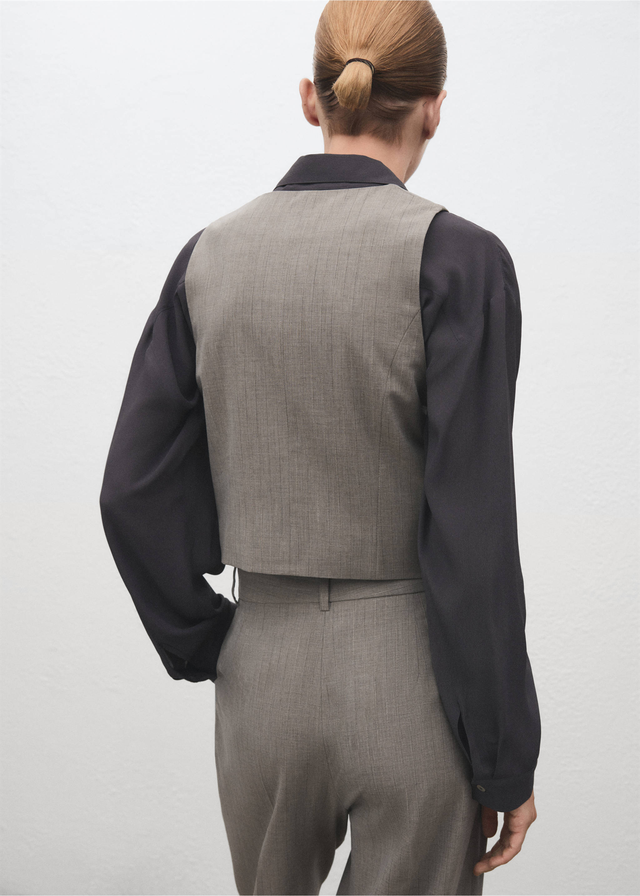 Wool-blend suit waistcoat - Reverse of the article, Grey. Ref: 17027141-00.