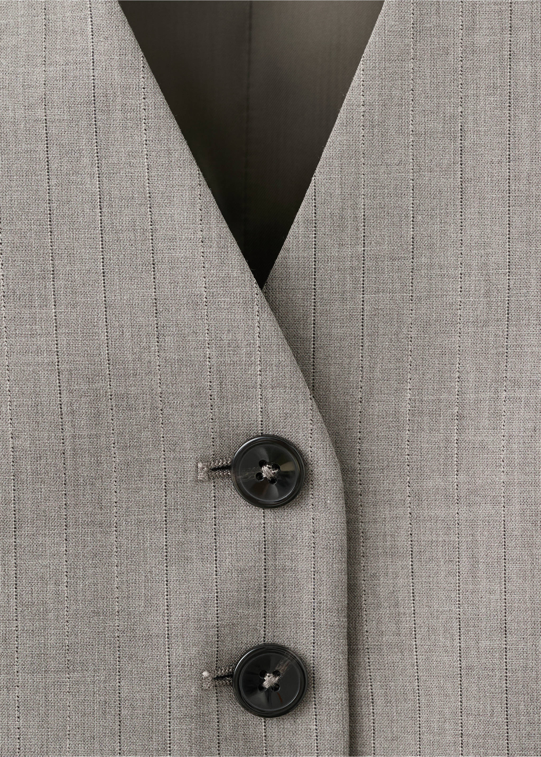 Wool-blend suit waistcoat - Details of the article 8, Grey. Ref: 17027141-00.