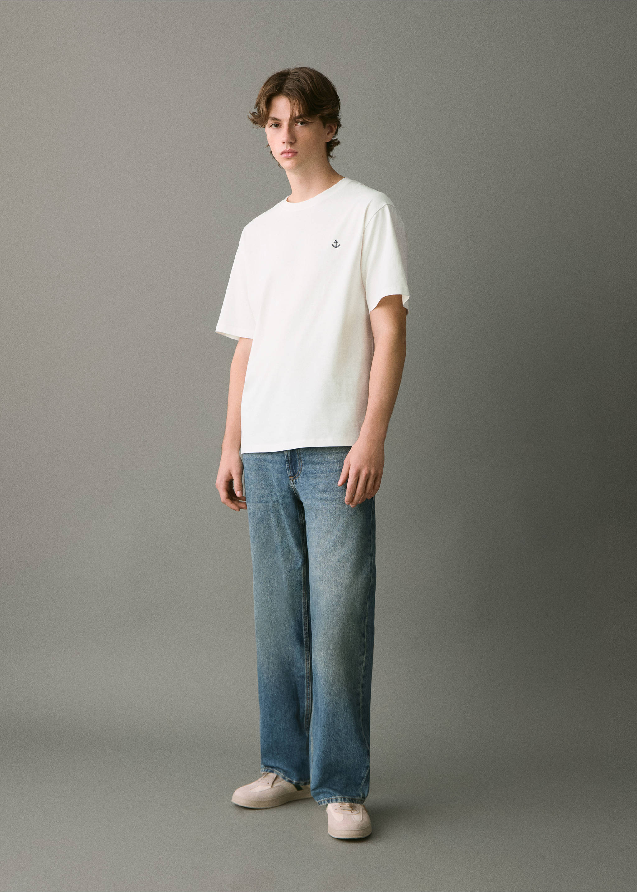 T-shirt algodão bordado - Plano geral, Branco-pérola. Ref: 17027769-00.