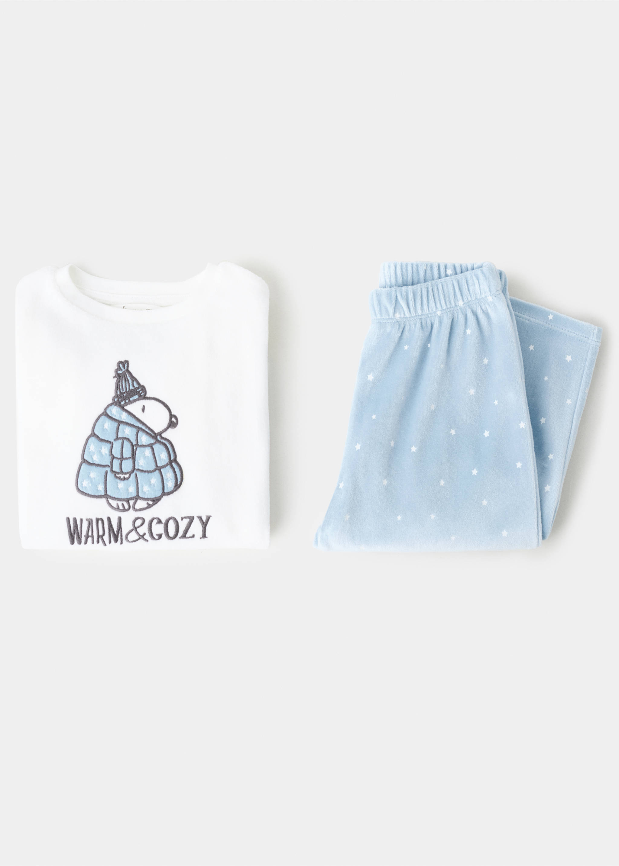 Printed long pyjamas - Details of the article 0, Off White. Ref: 17027772-00.
