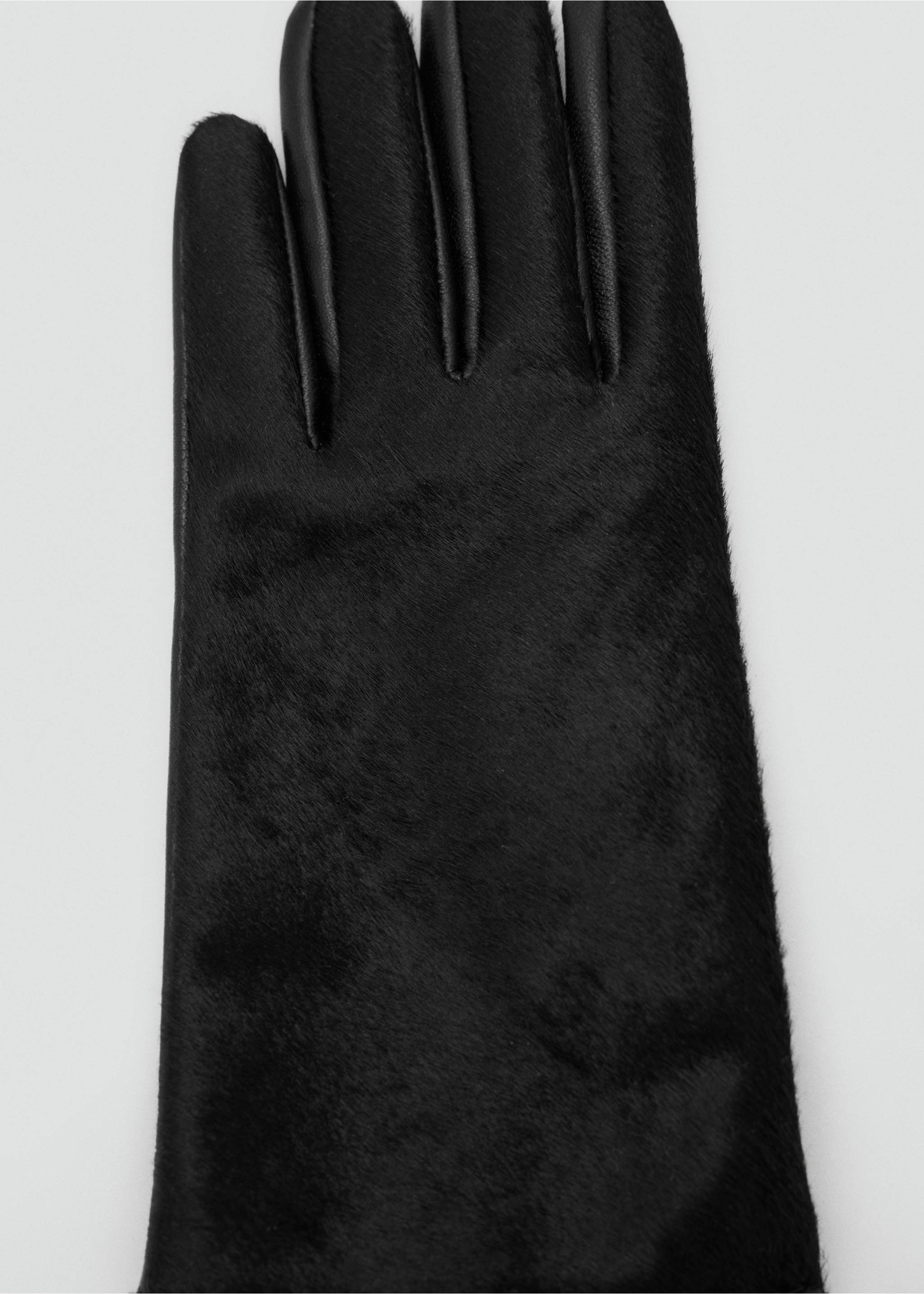 Leather gloves with fur - Details of the article 1, Black. Ref: 17027776-00.