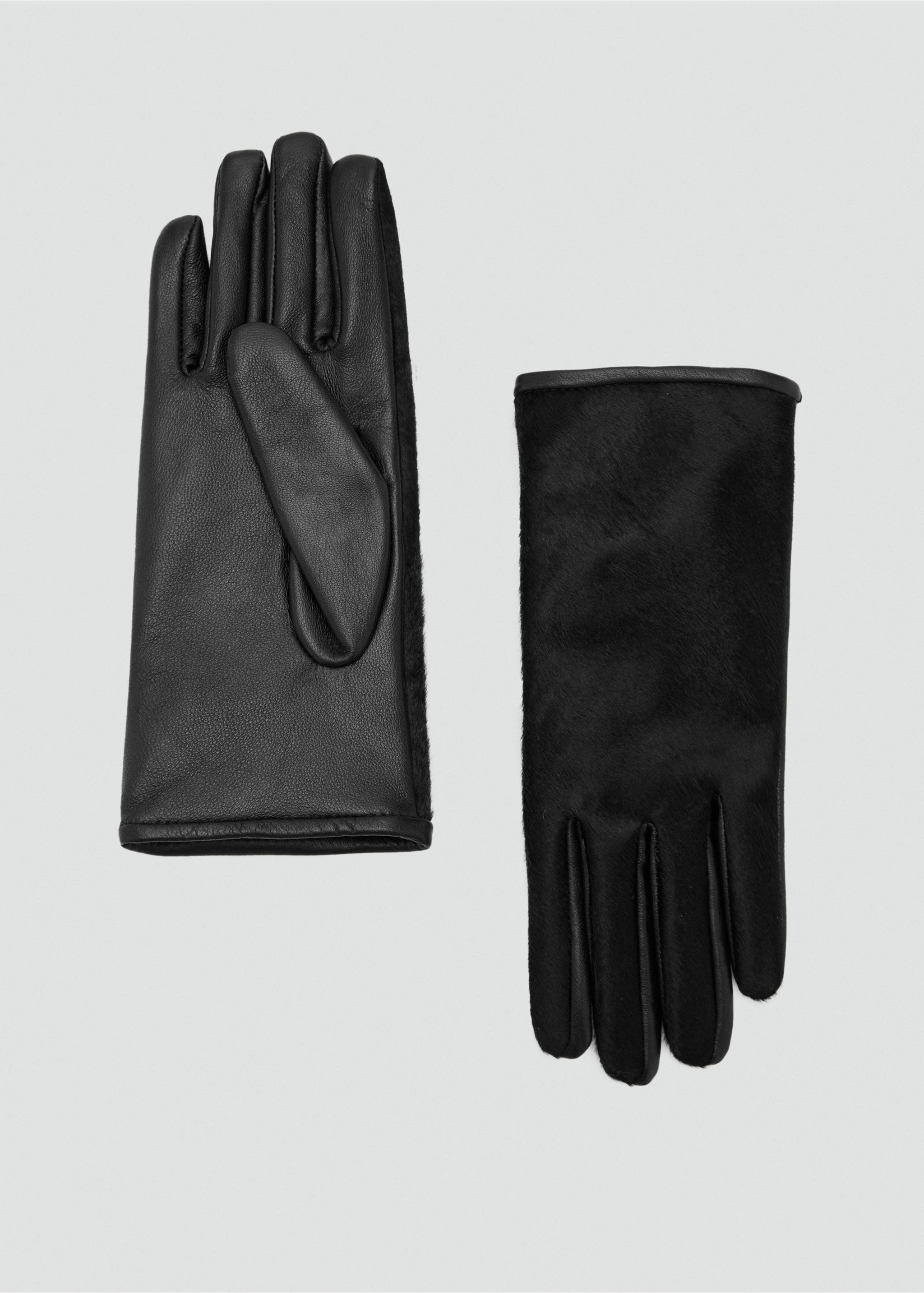 Leather gloves with fur - Article without model, Black. Ref: 17027776-00.