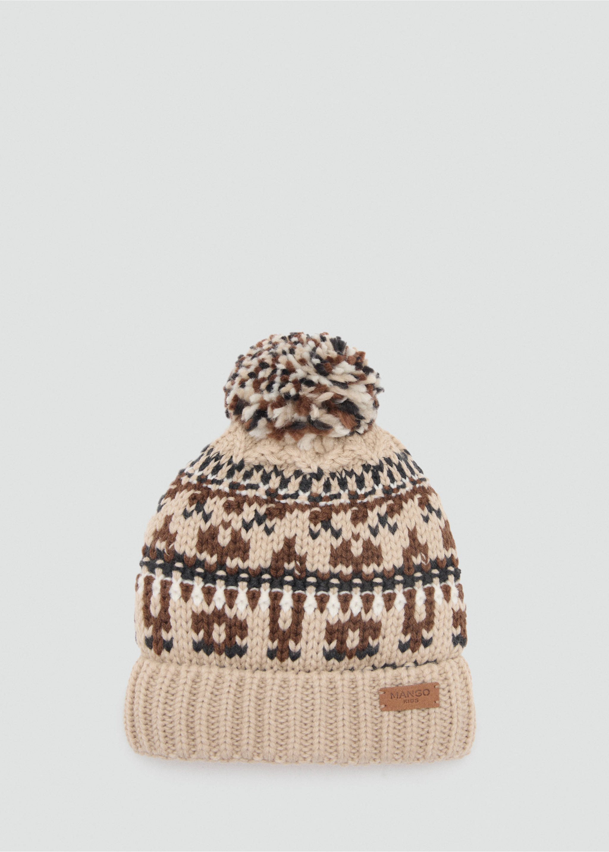 Bonnet en maille à pompon - Article sans modèle, Sable. Ref: 17027778-00.
