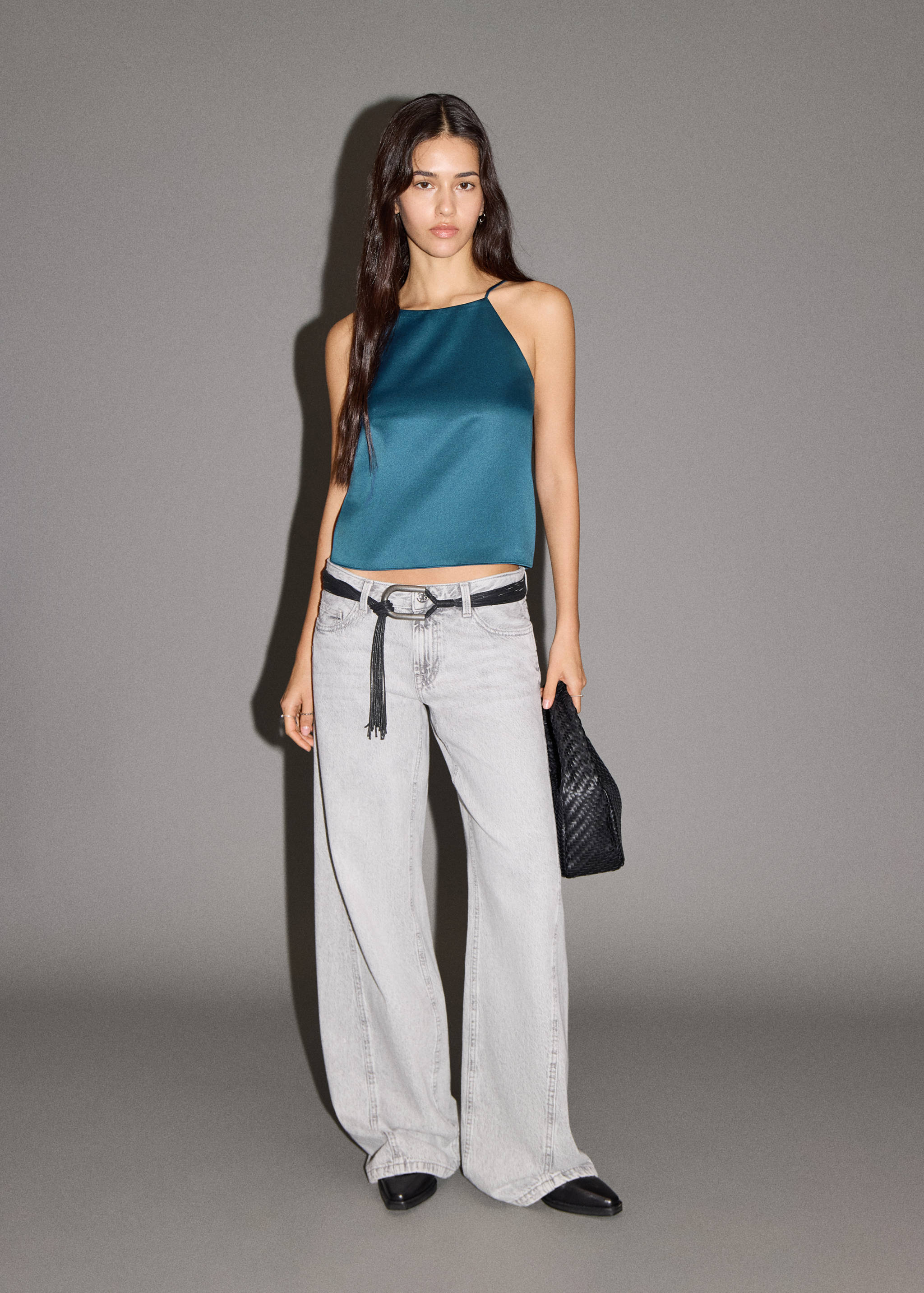 Satin halter-neck top - General plane