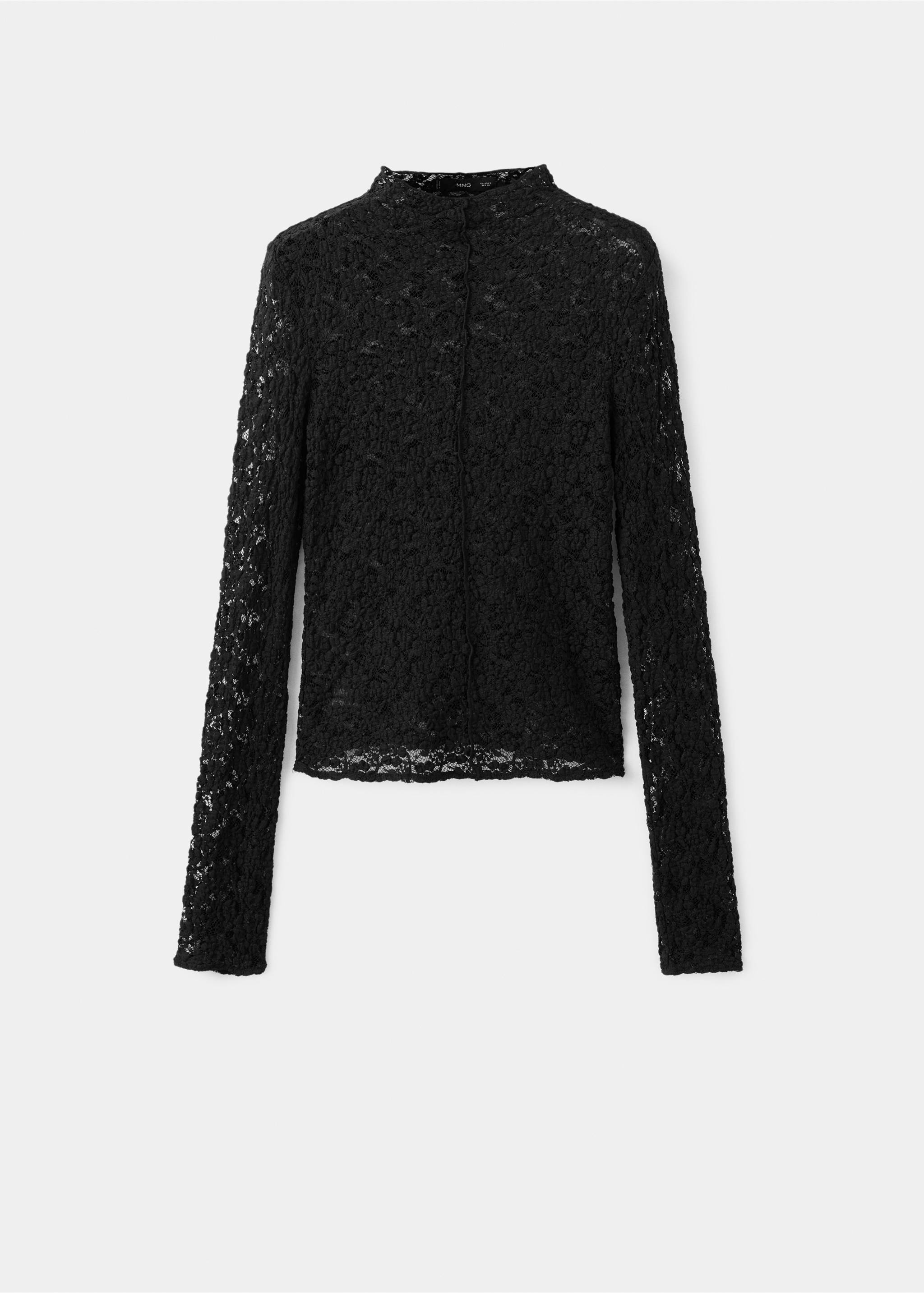 Lace top with perkins collar - Article without model, Black. Ref: 17027794-00.
