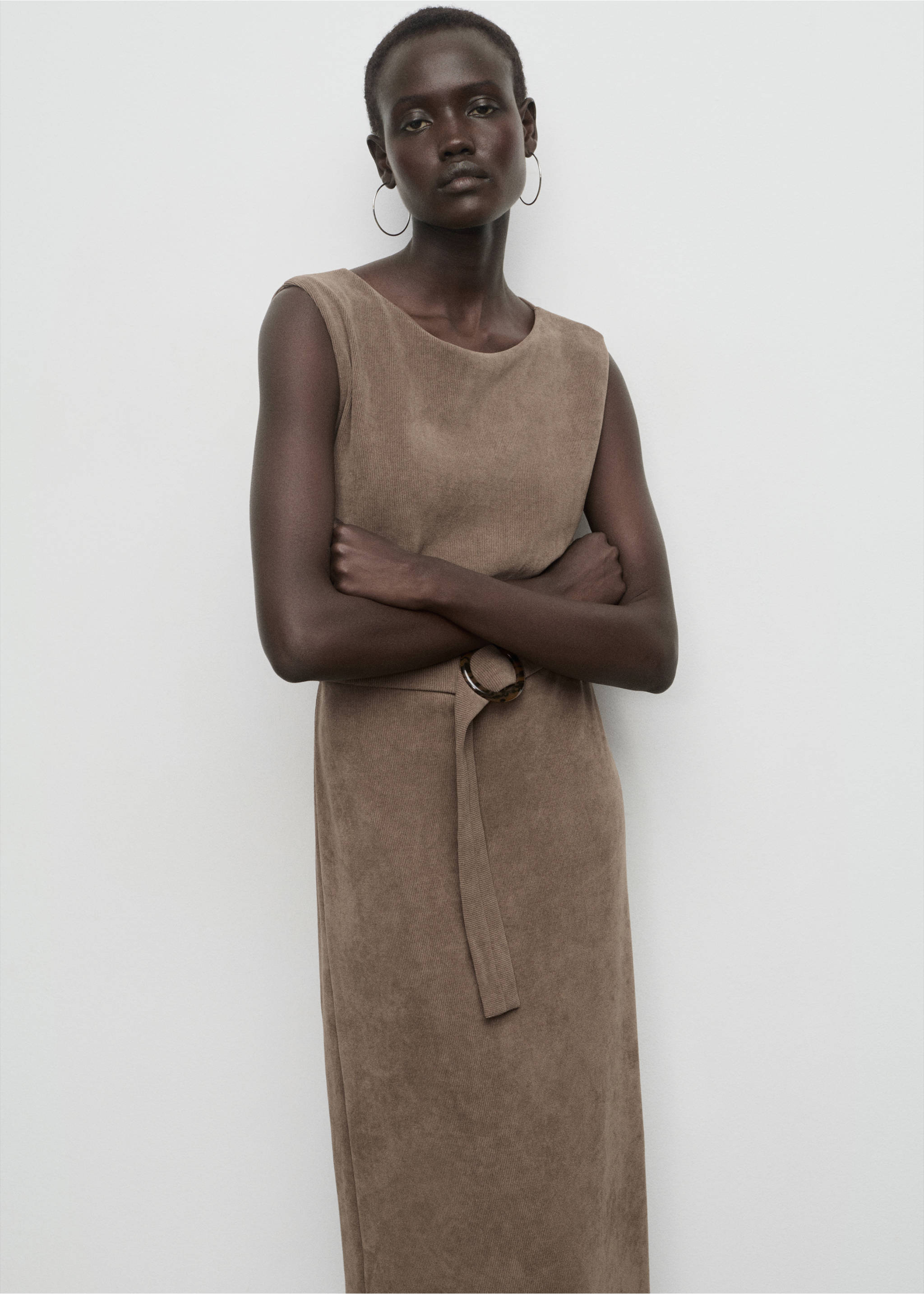 Belt knit dress - Medium plane, Medium Brown. Ref: 17027808-00.