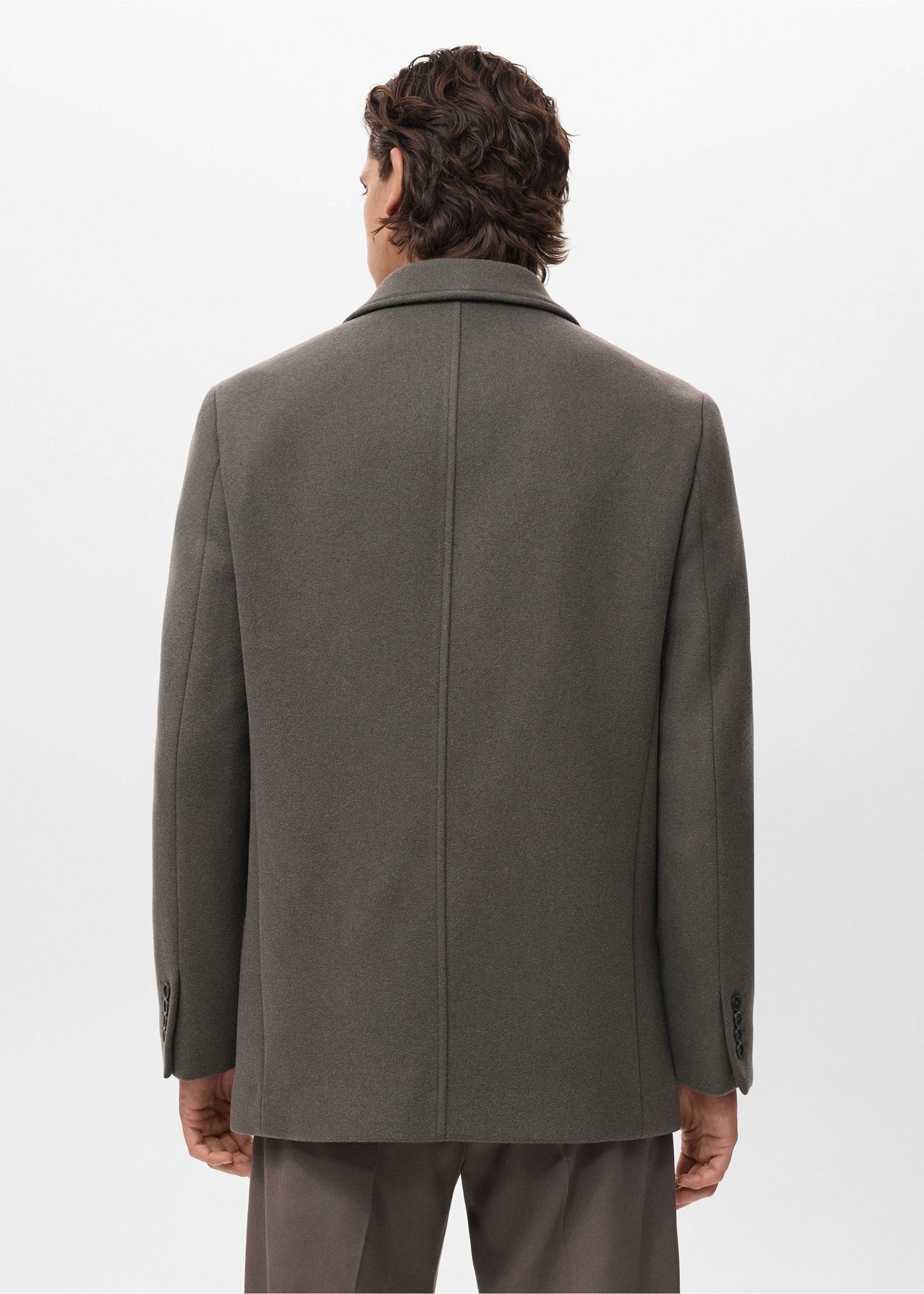 Double-breasted wool-blend coat - Reverse of the article, Dark Green. Ref: 17027886-00.