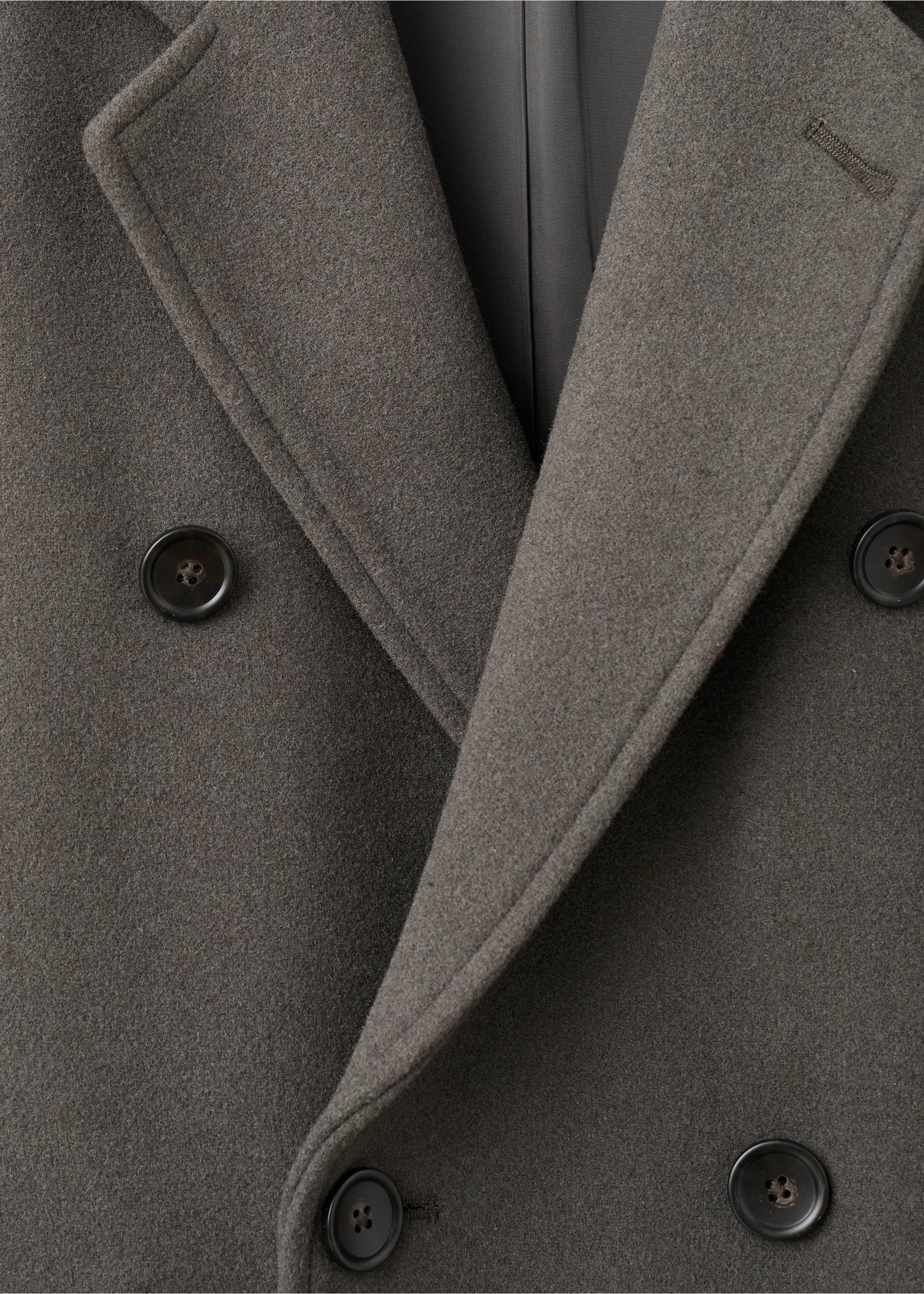 Double-breasted wool-blend coat - Details of the article 8, Dark Green. Ref: 17027886-00.