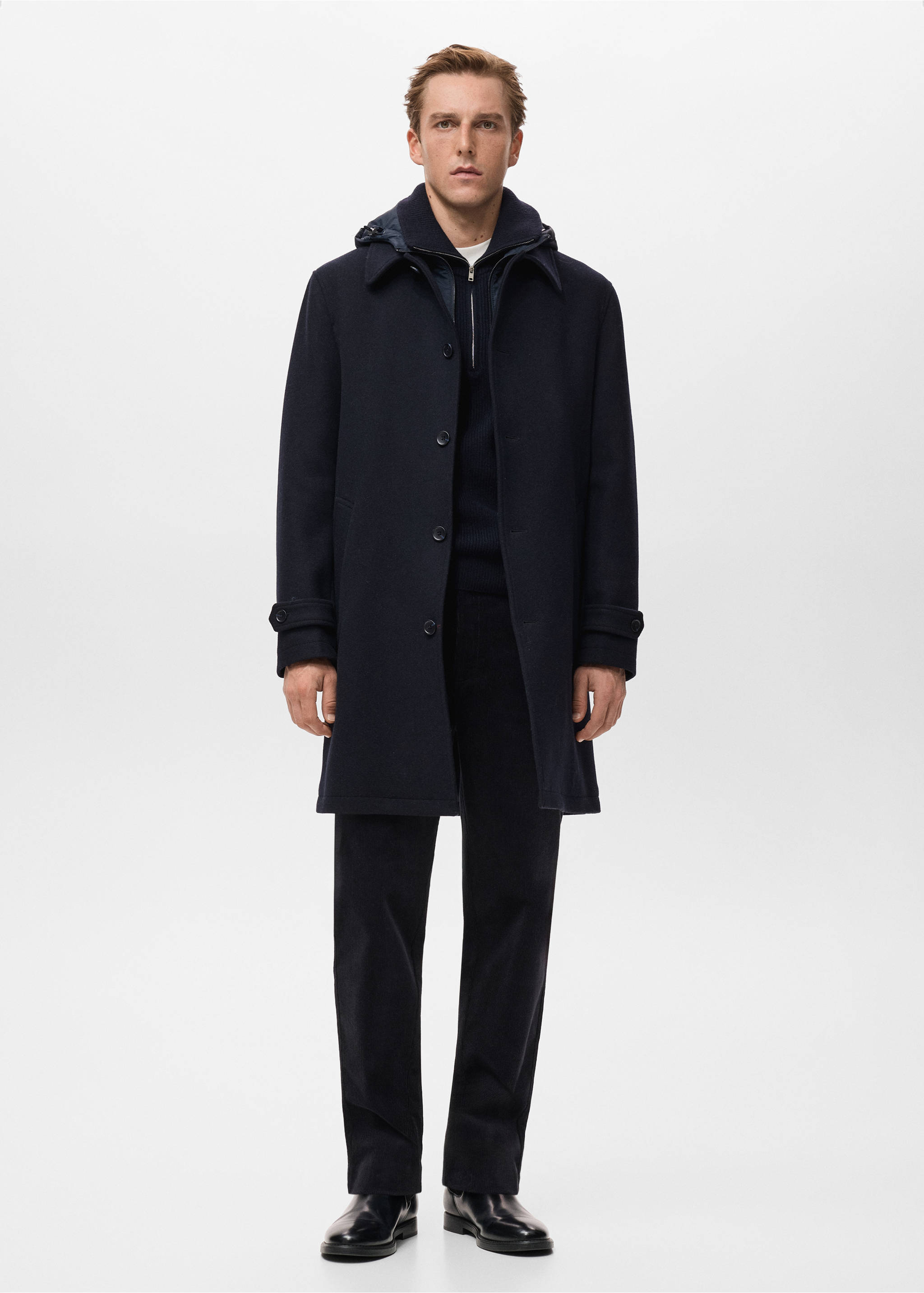 Detachable hood wool coat - General plane, Navy. Ref: 17027888-00.