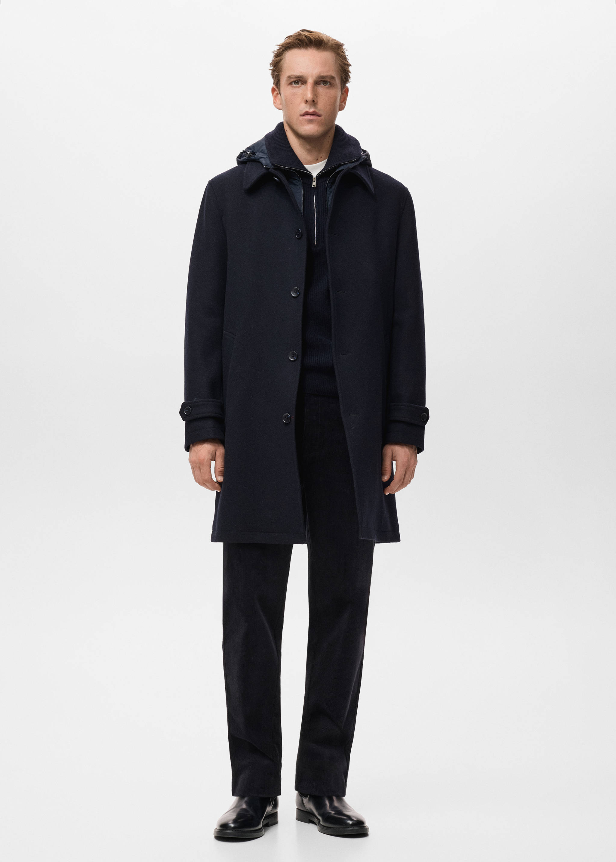 Detachable hood wool coat - General plane