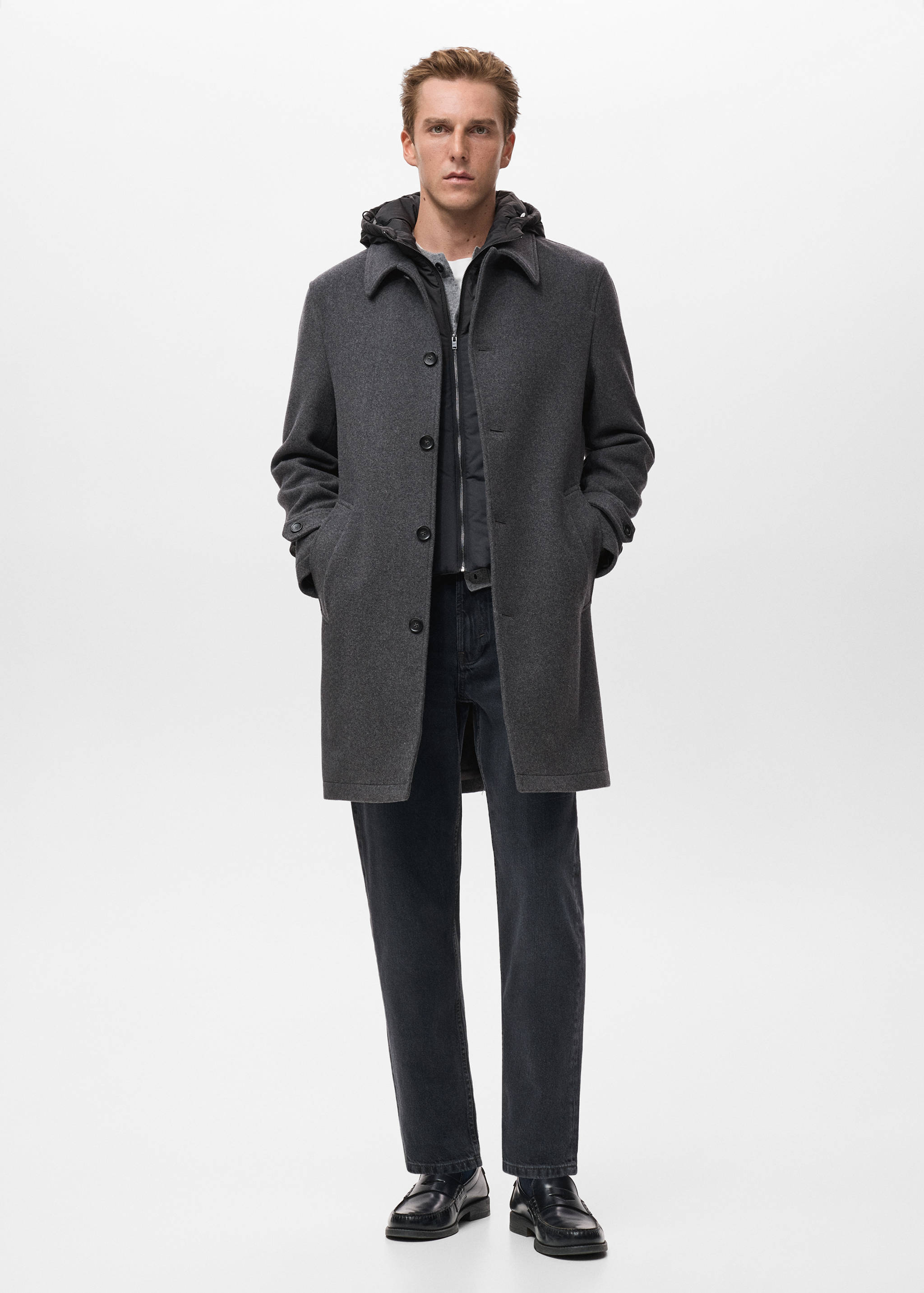 Detachable hood wool coat - General plane