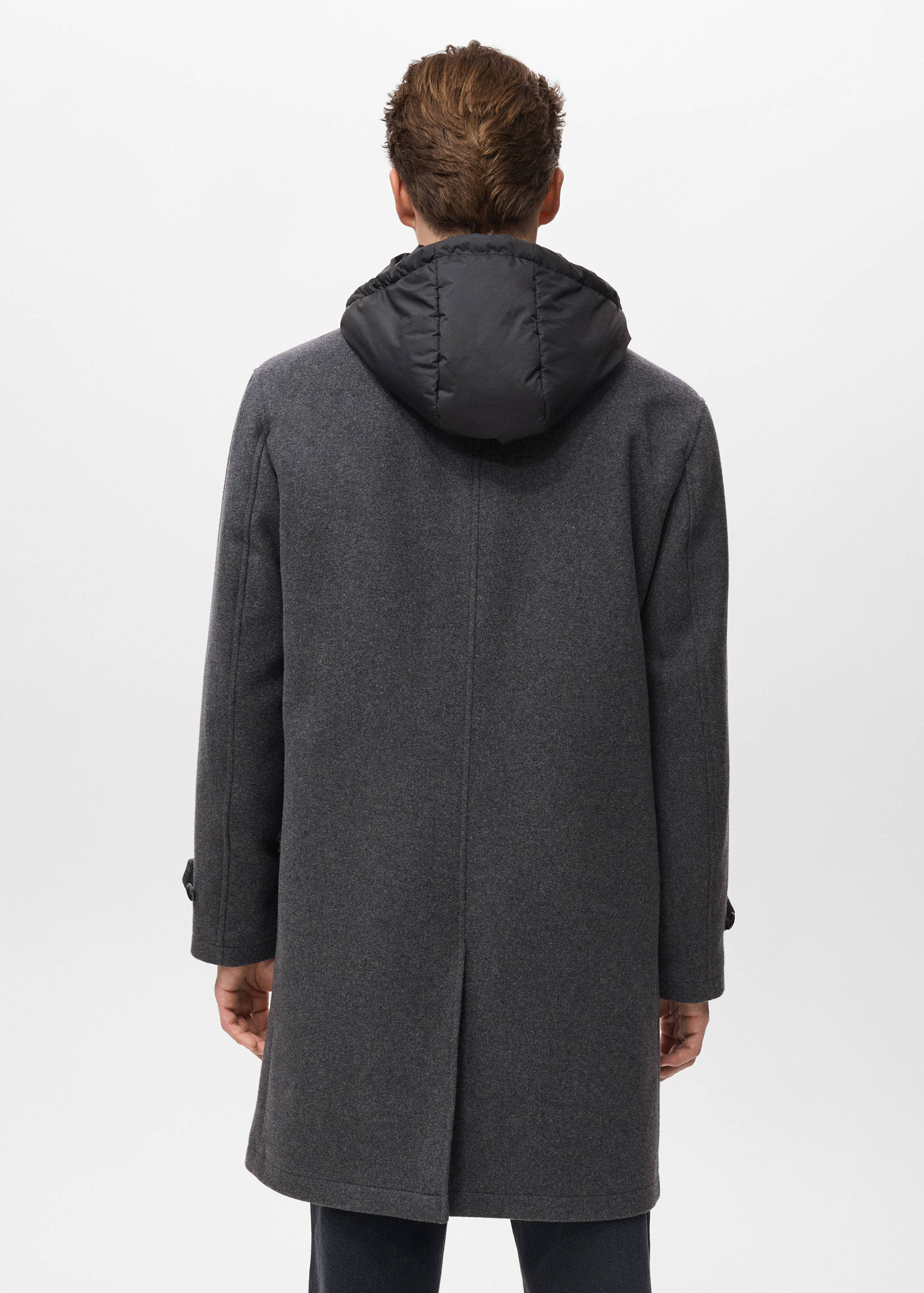 Detachable hood wool coat - Reverse of the article