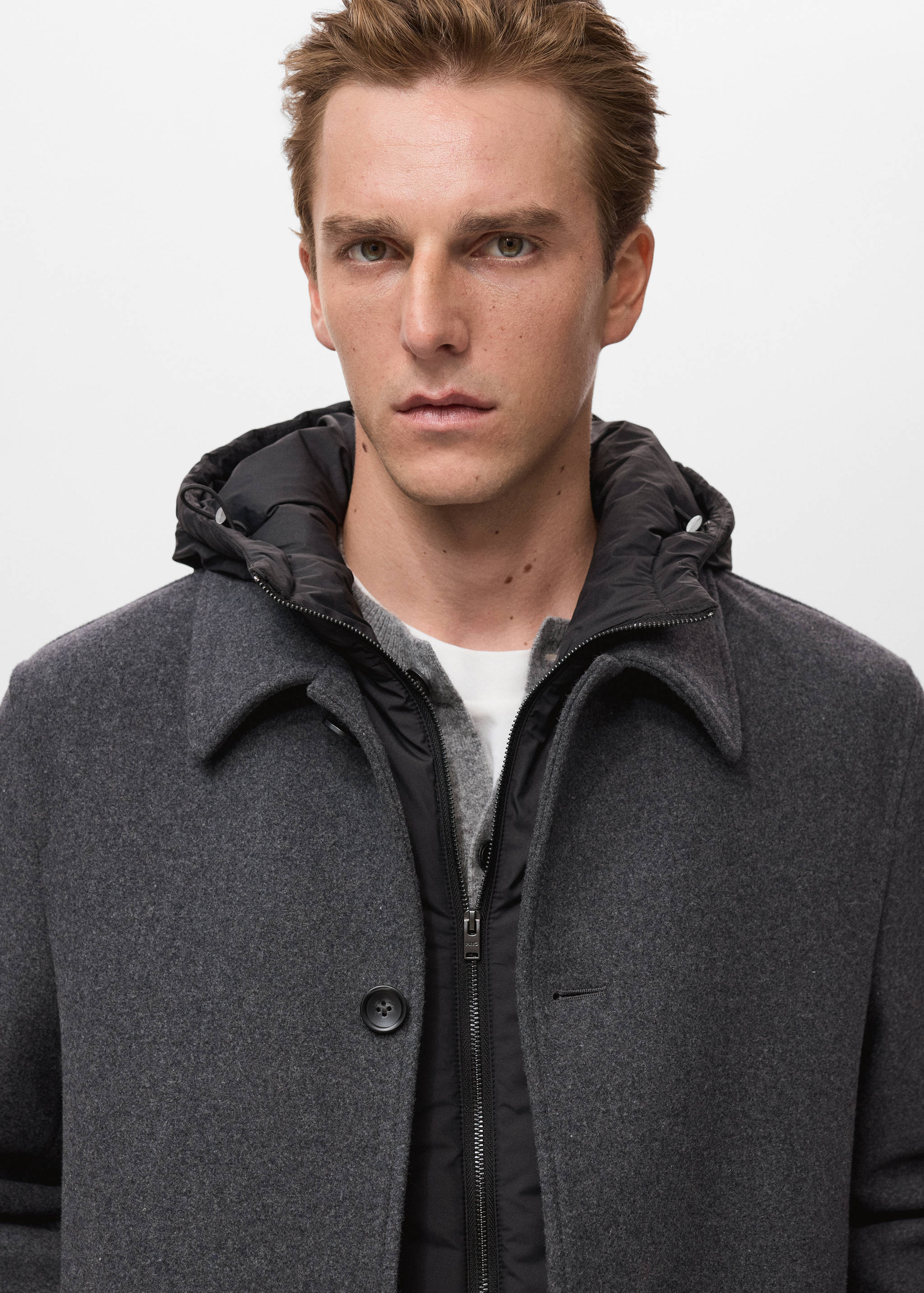 Detachable hood wool coat - Details of the article 1