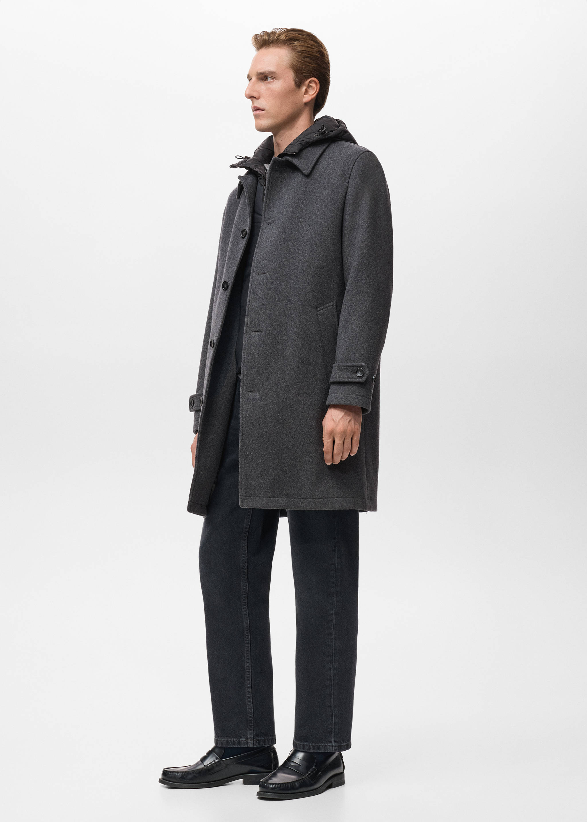 Detachable hood wool coat - Details of the article 2