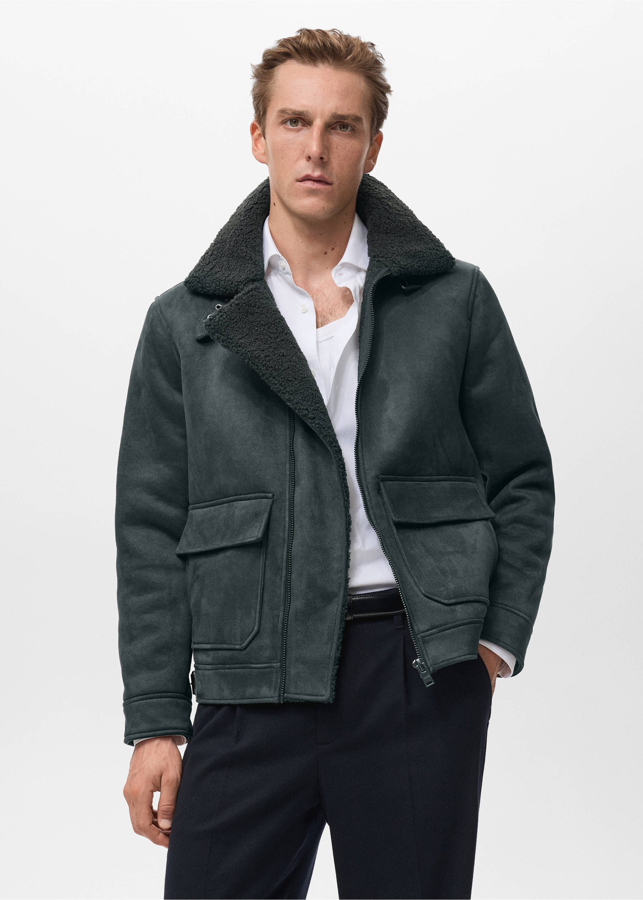 Double face jacket with fleece lining - Medium plane, Grey. Ref: 17027890-00.