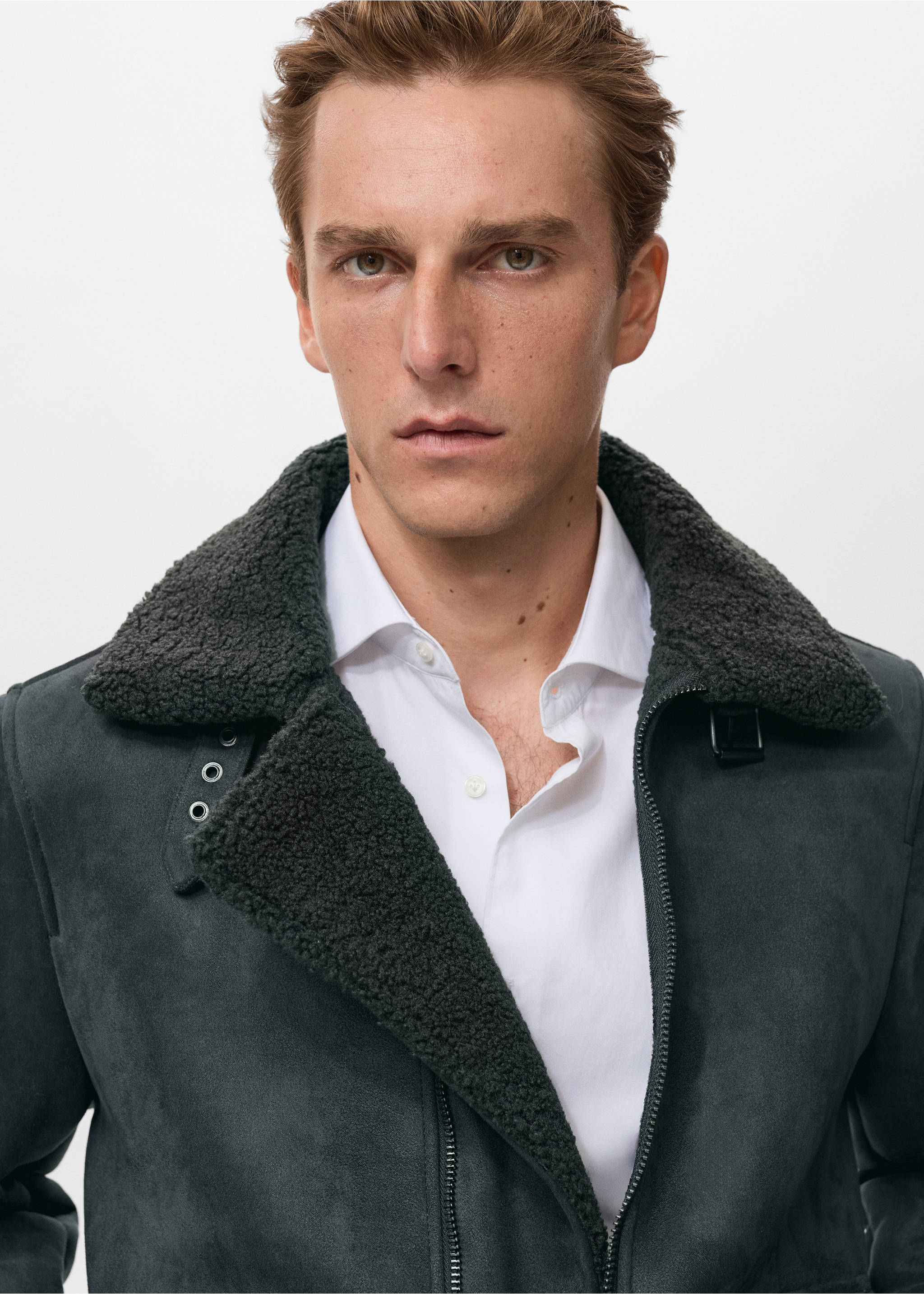 Double face jacket with fleece lining - Details of the article 1, Grey. Ref: 17027890-00.