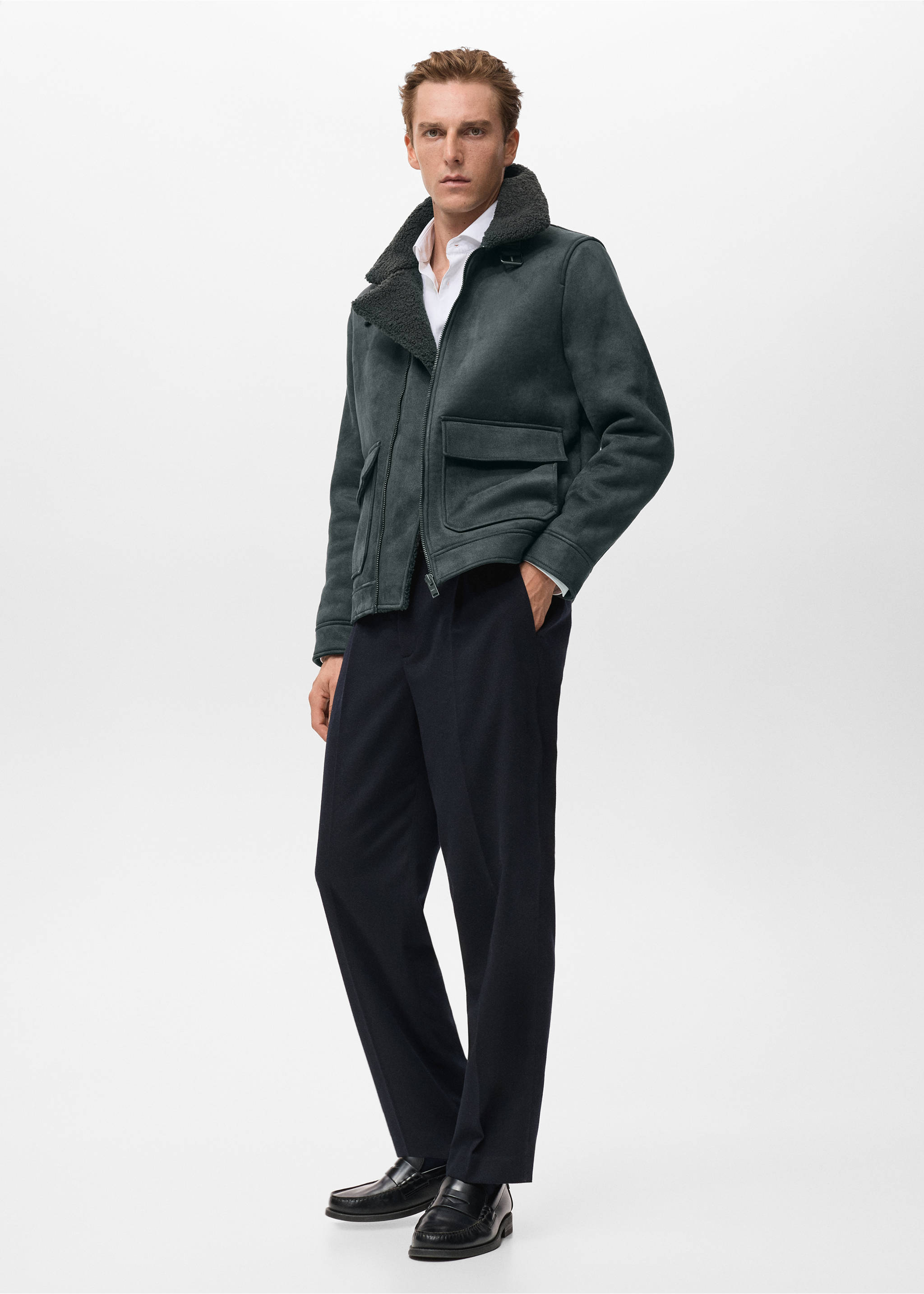Double face jacket with fleece lining - Details of the article 2, Grey. Ref: 17027890-00.