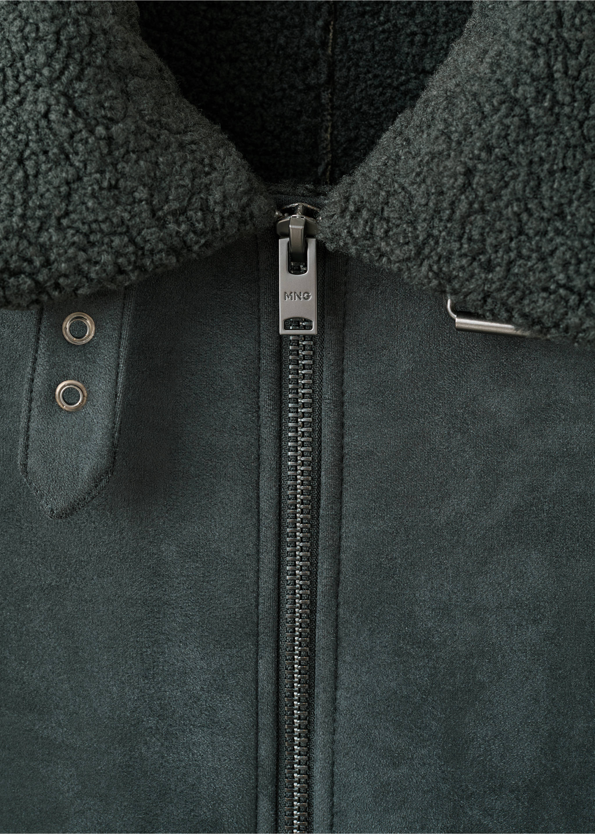 Double face jacket with fleece lining - Details of the article 8, Grey. Ref: 17027890-00.