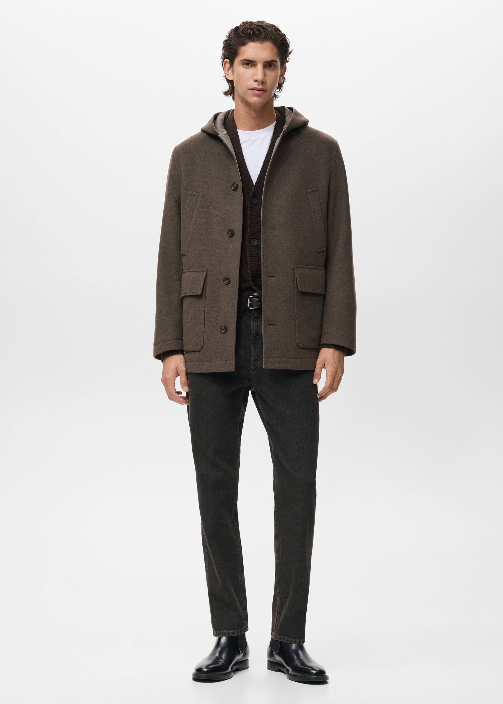 Hooded wool coat - General plane