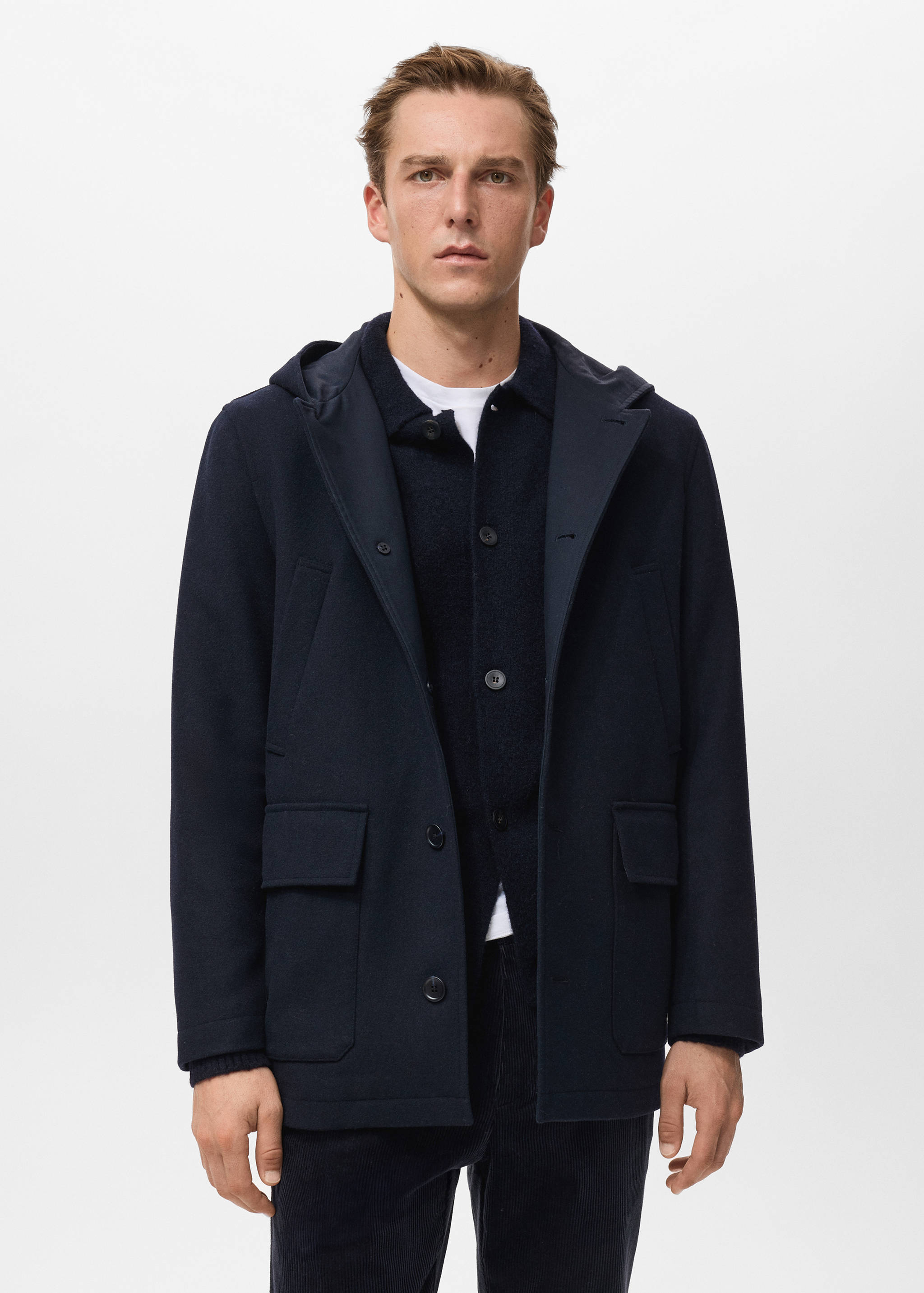 Hooded wool coat - Medium plane