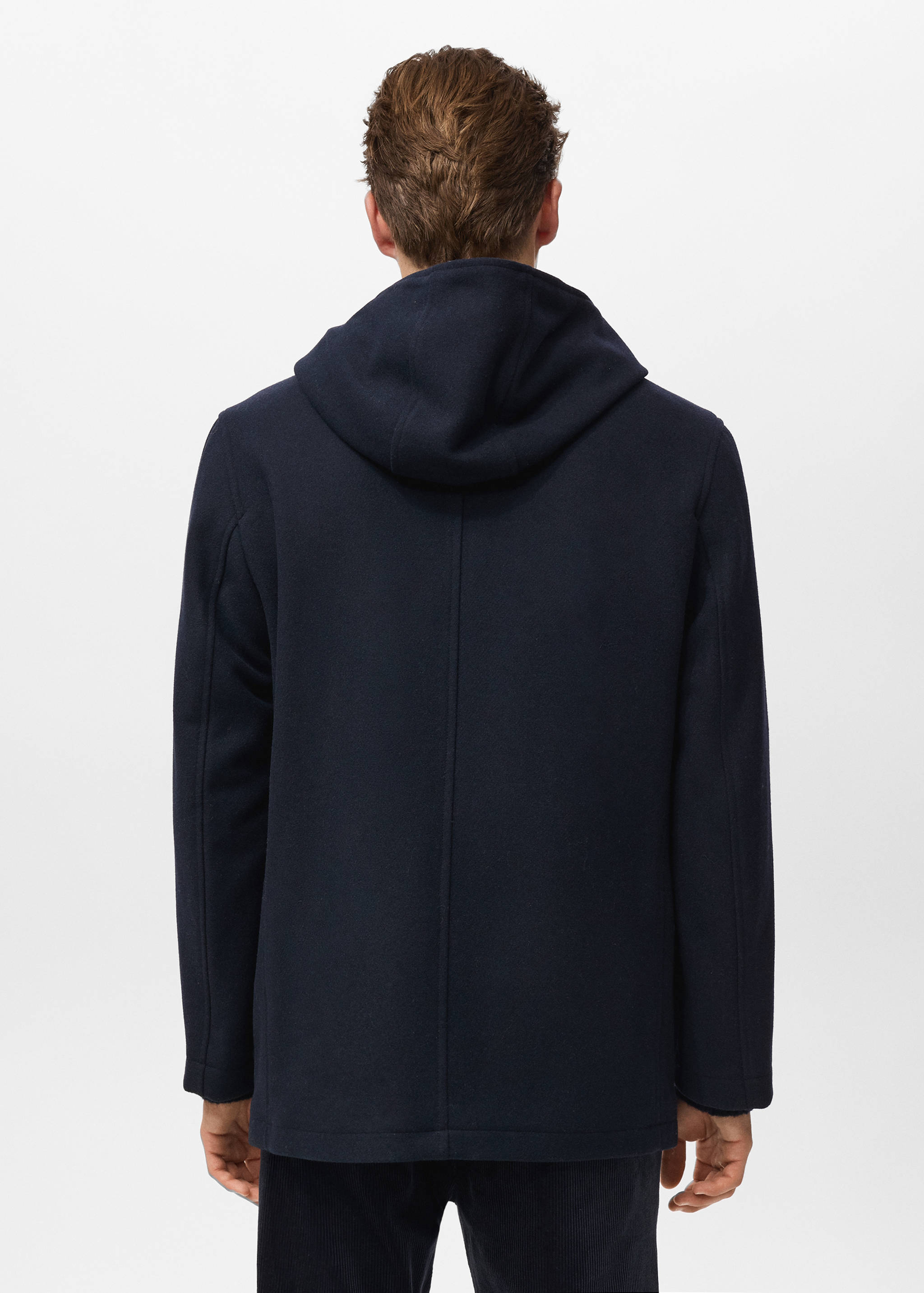 Hooded wool coat - Reverse of the article