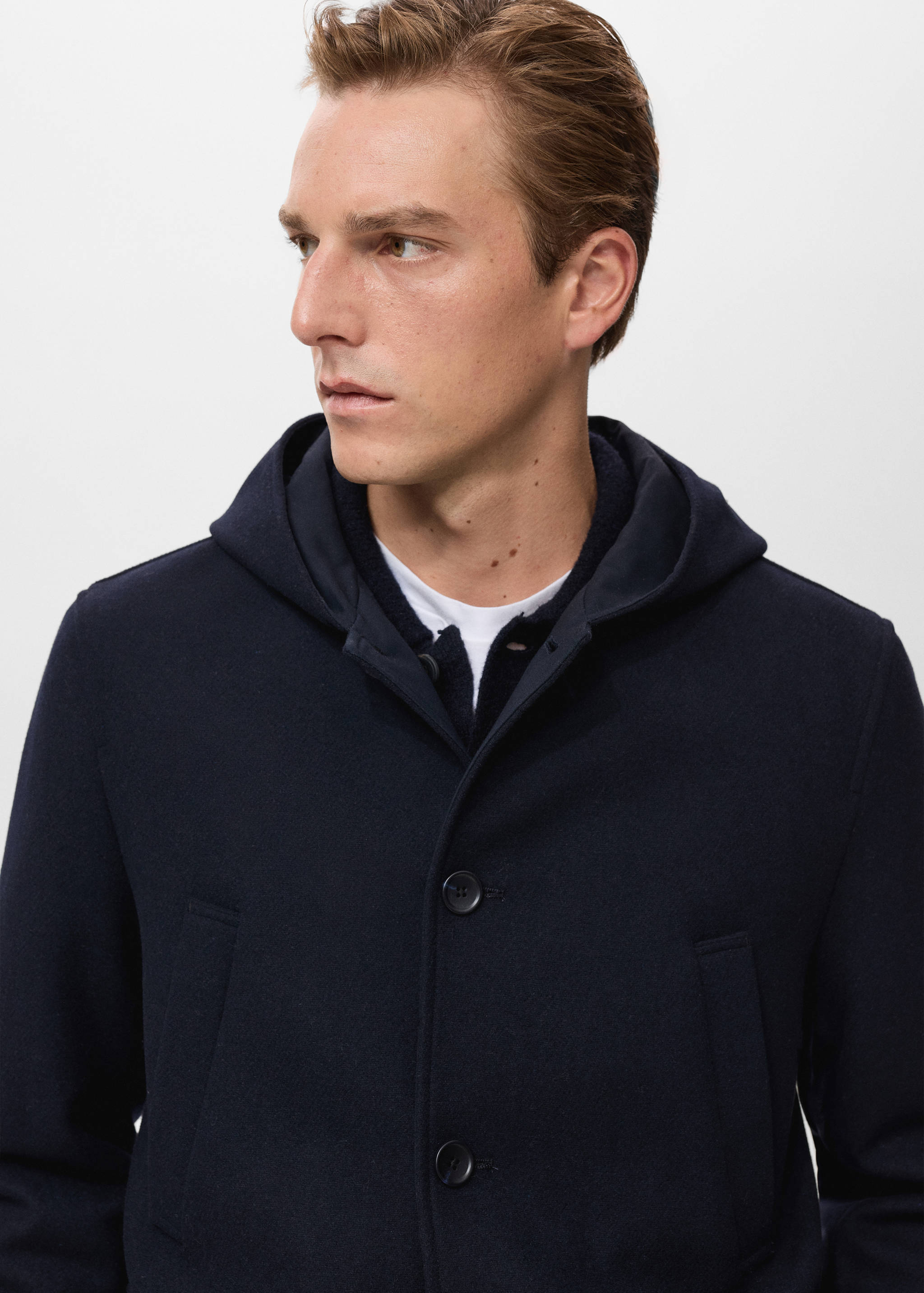 Hooded wool coat - Details of the article 1