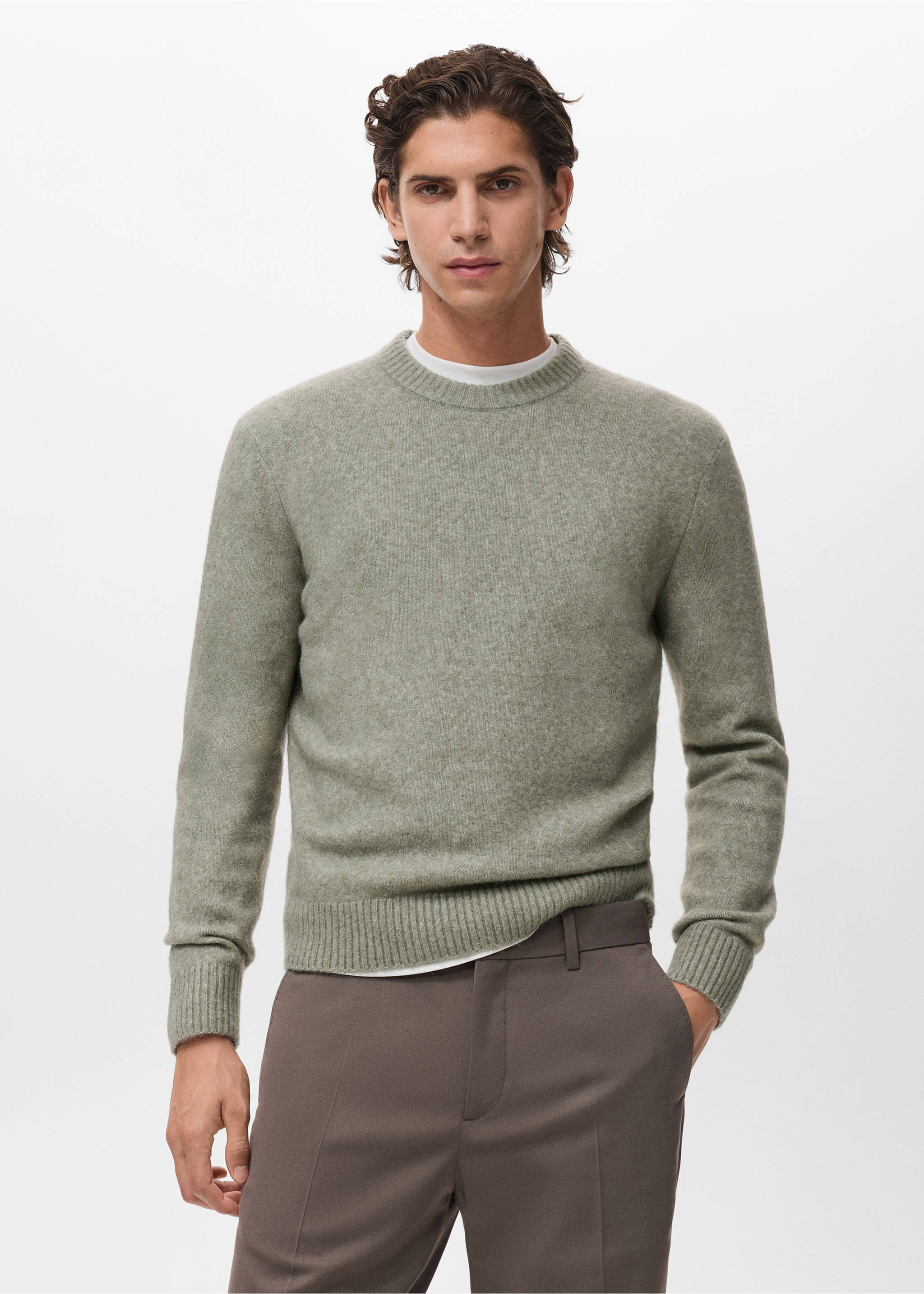 Trui van een wol- en alpacablend - Middenvlak, Pastelgroen. Ref: 17027897-00.