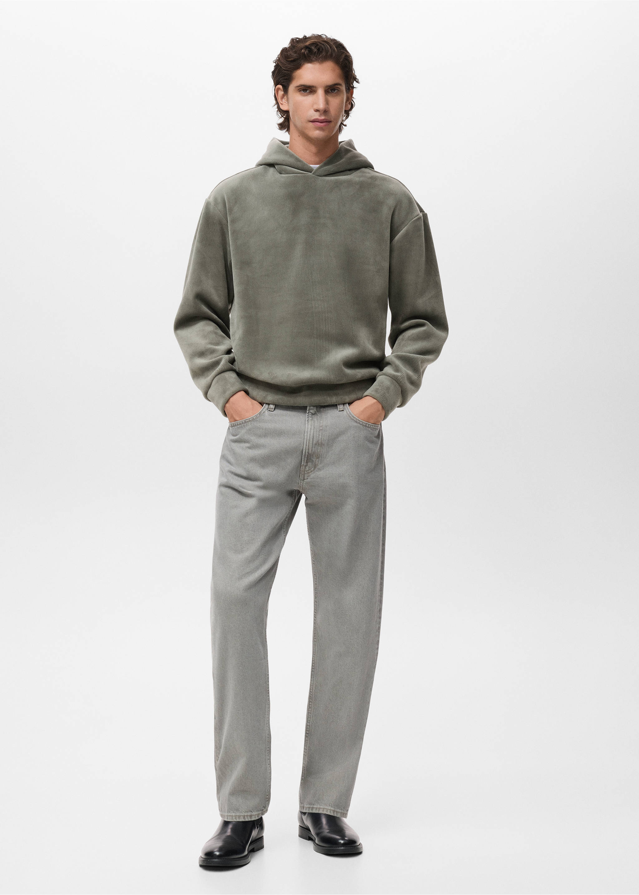 Corduroy hooded sweatshirt - General plane, Pastel Green. Ref: 17027899-00.