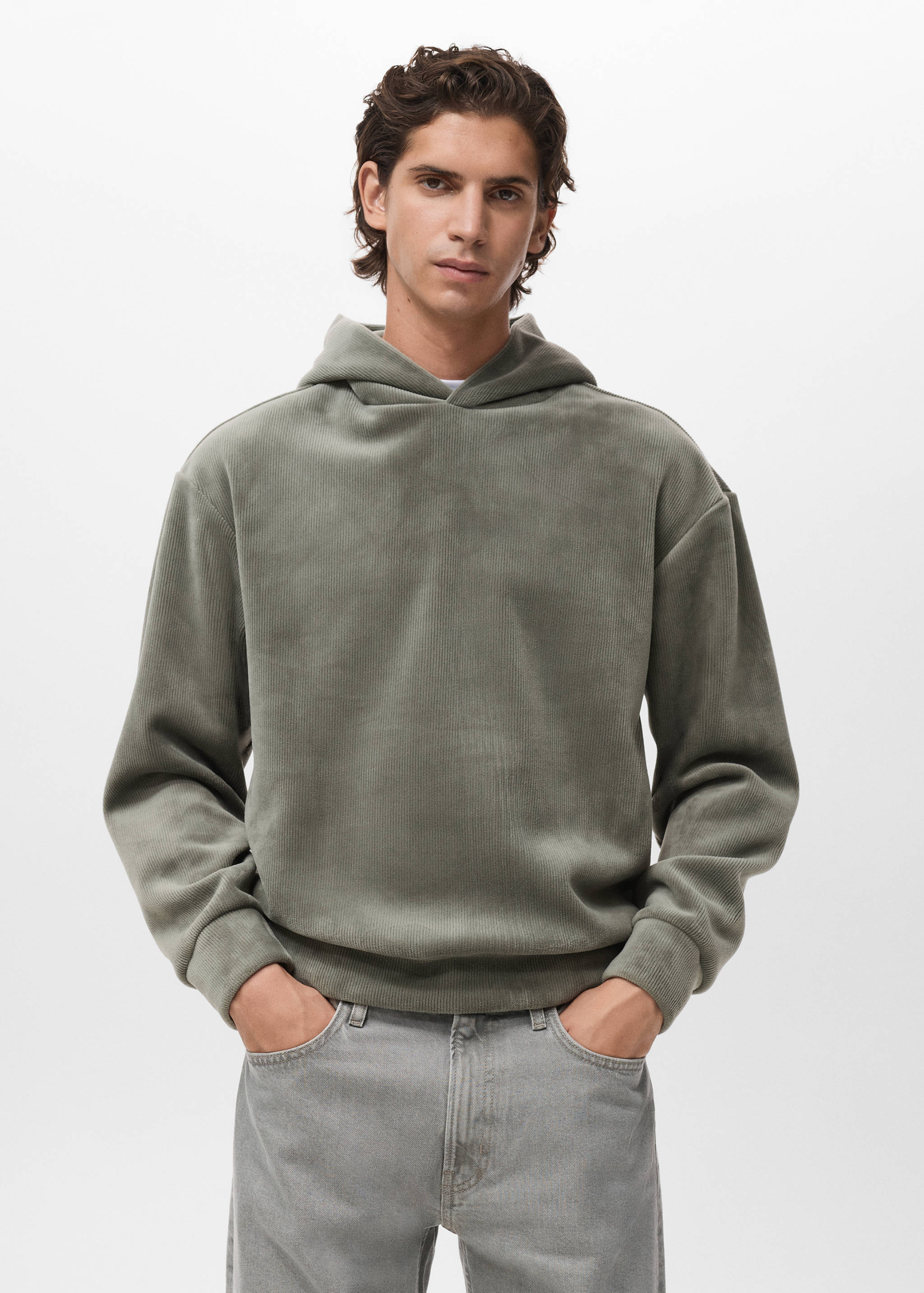 Corduroy hooded sweatshirt - Medium plane