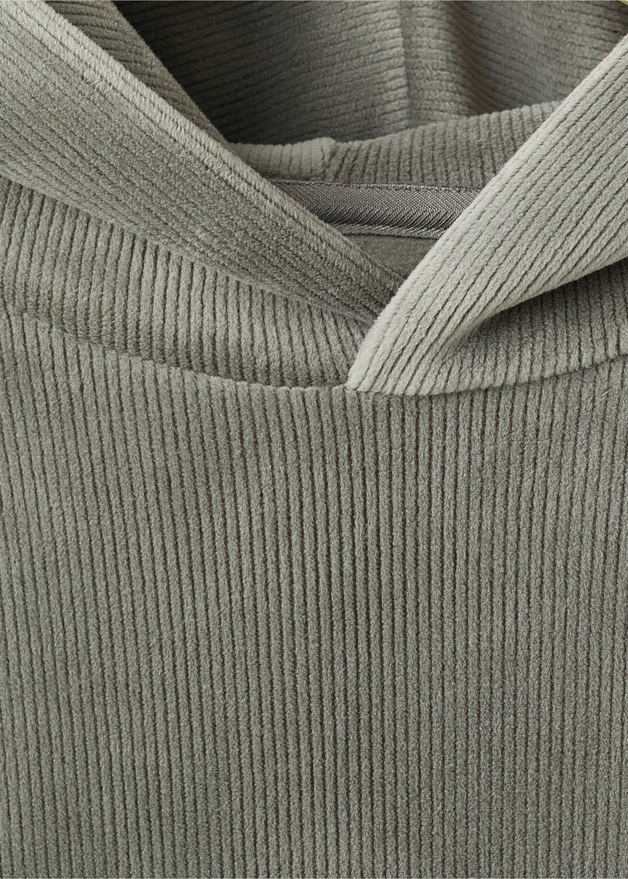 Corduroy hooded sweatshirt - Details of the article 8, Pastel Green. Ref: 17027899-00.