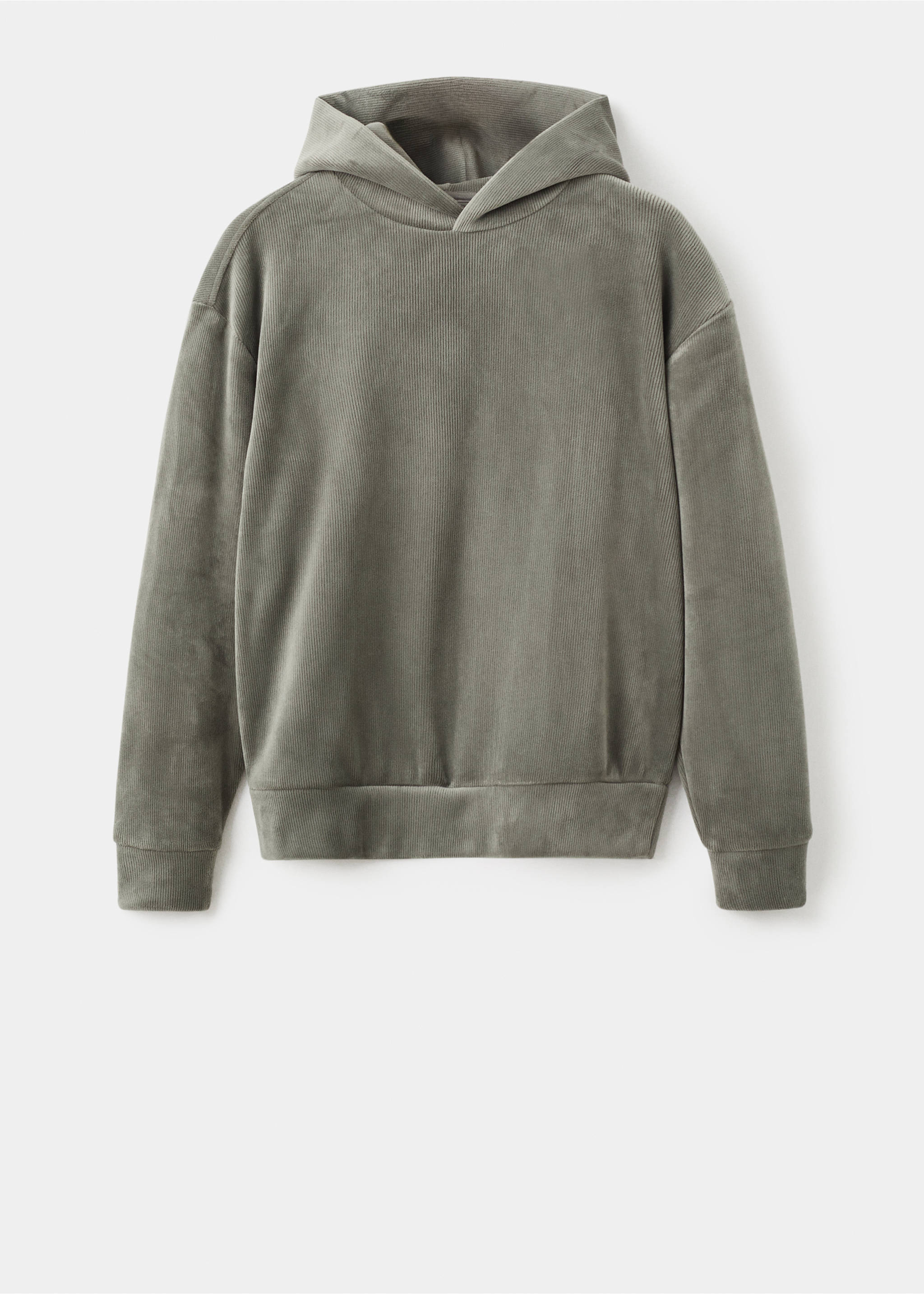 Corduroy hooded sweatshirt - Article without model, Pastel Green. Ref: 17027899-00.