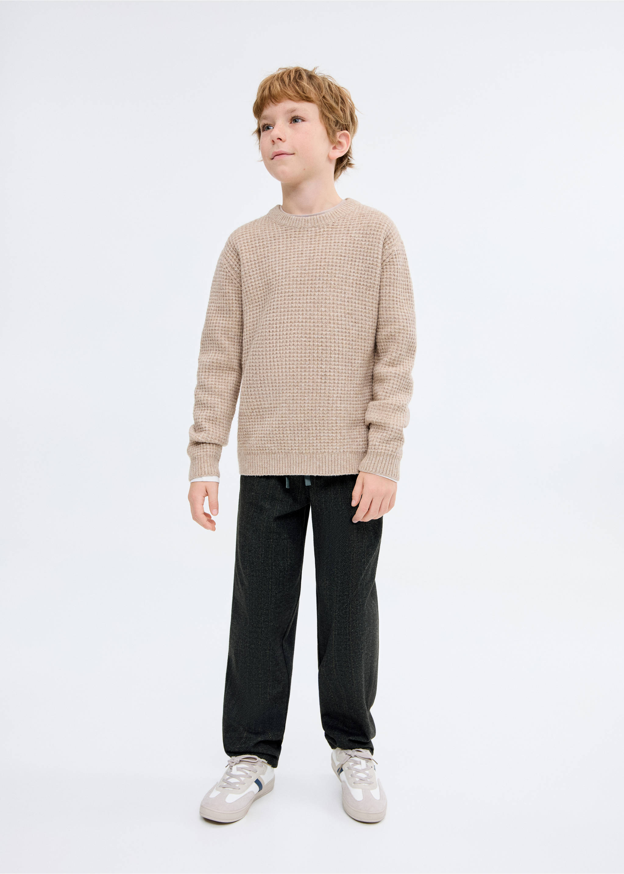 Herringbone straight trousers - General plane, Charcoal. Ref: 17027902-00.