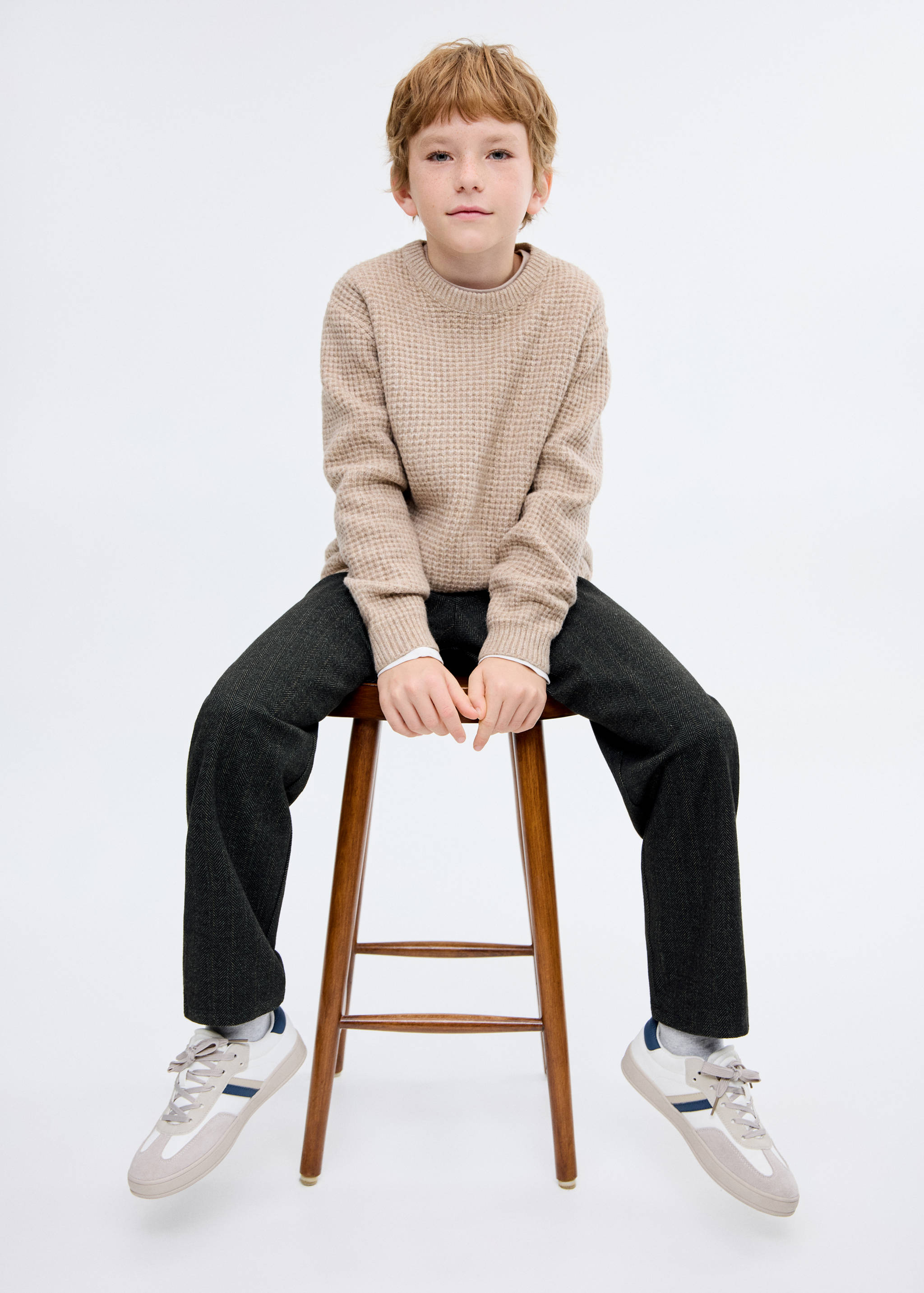 Herringbone straight trousers - Medium plane