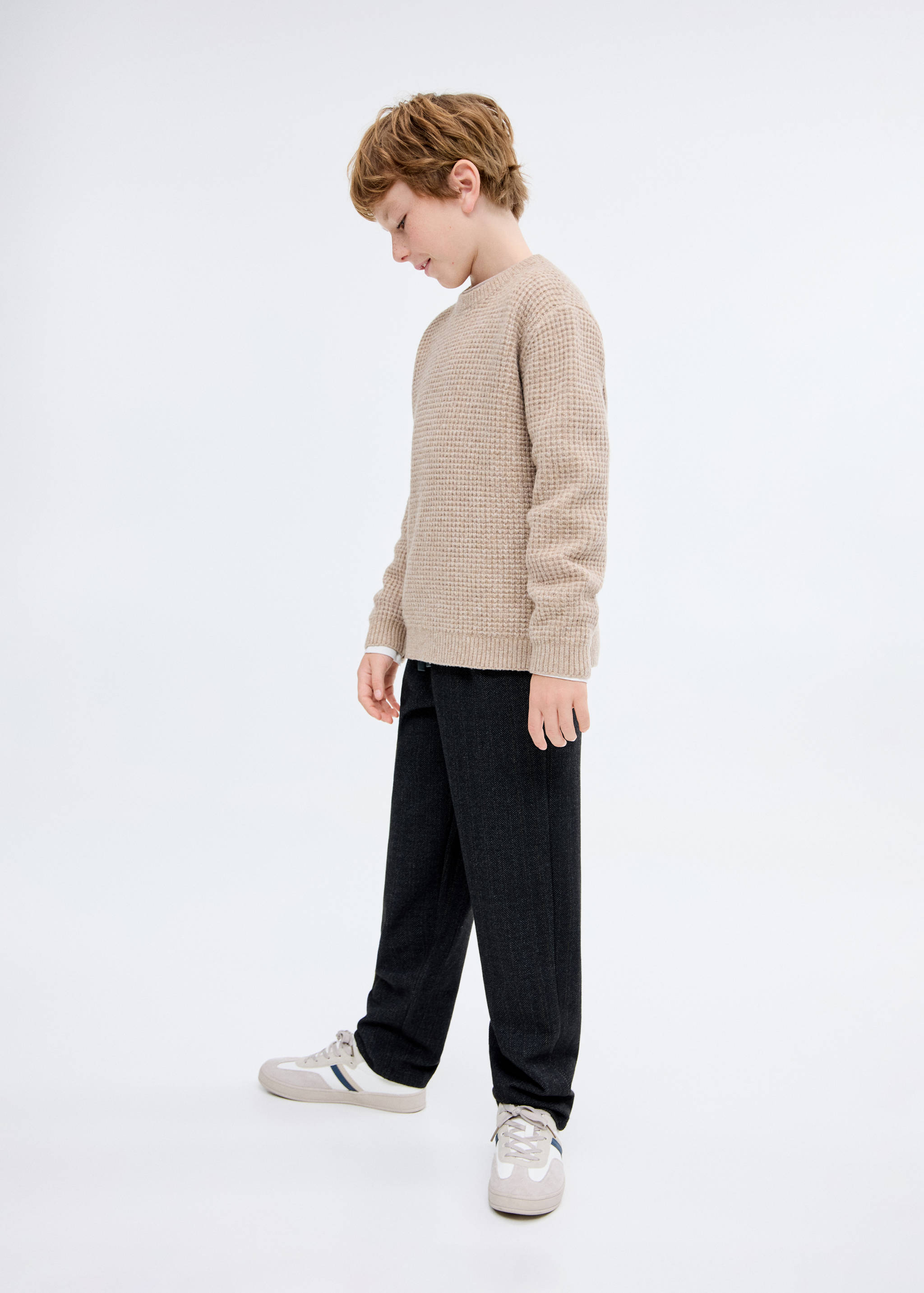 Herringbone straight trousers - Details of the article 1