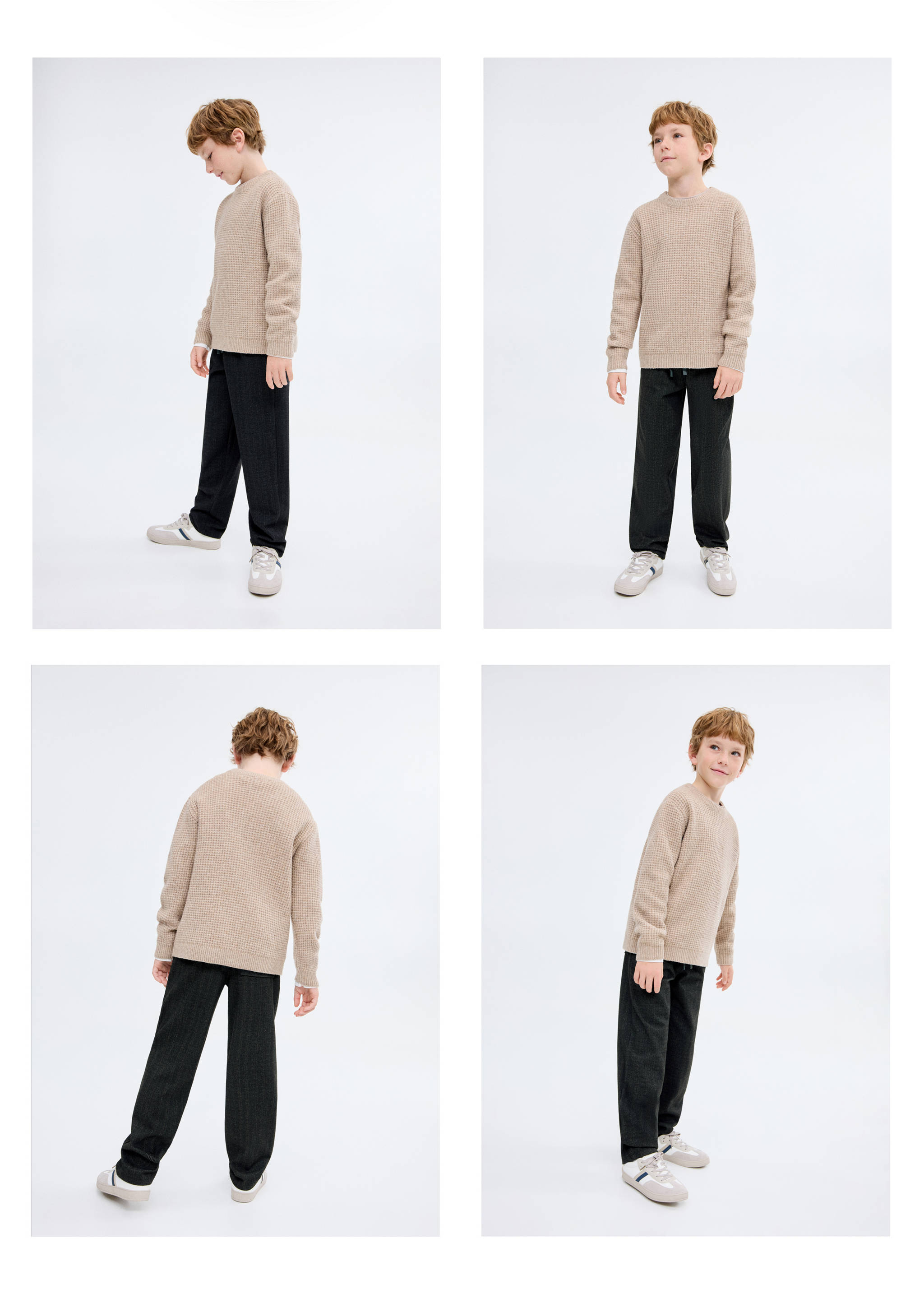 Herringbone straight trousers - Details of the article 2, Charcoal. Ref: 17027902-00.
