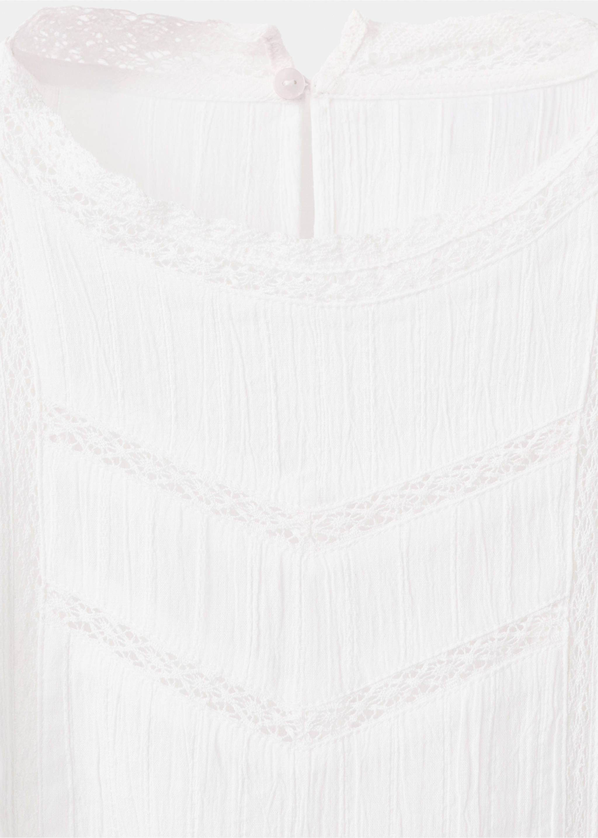 Cotton blouse with lace trim - Details of the article 8, Off White. Ref: 17028269-00.