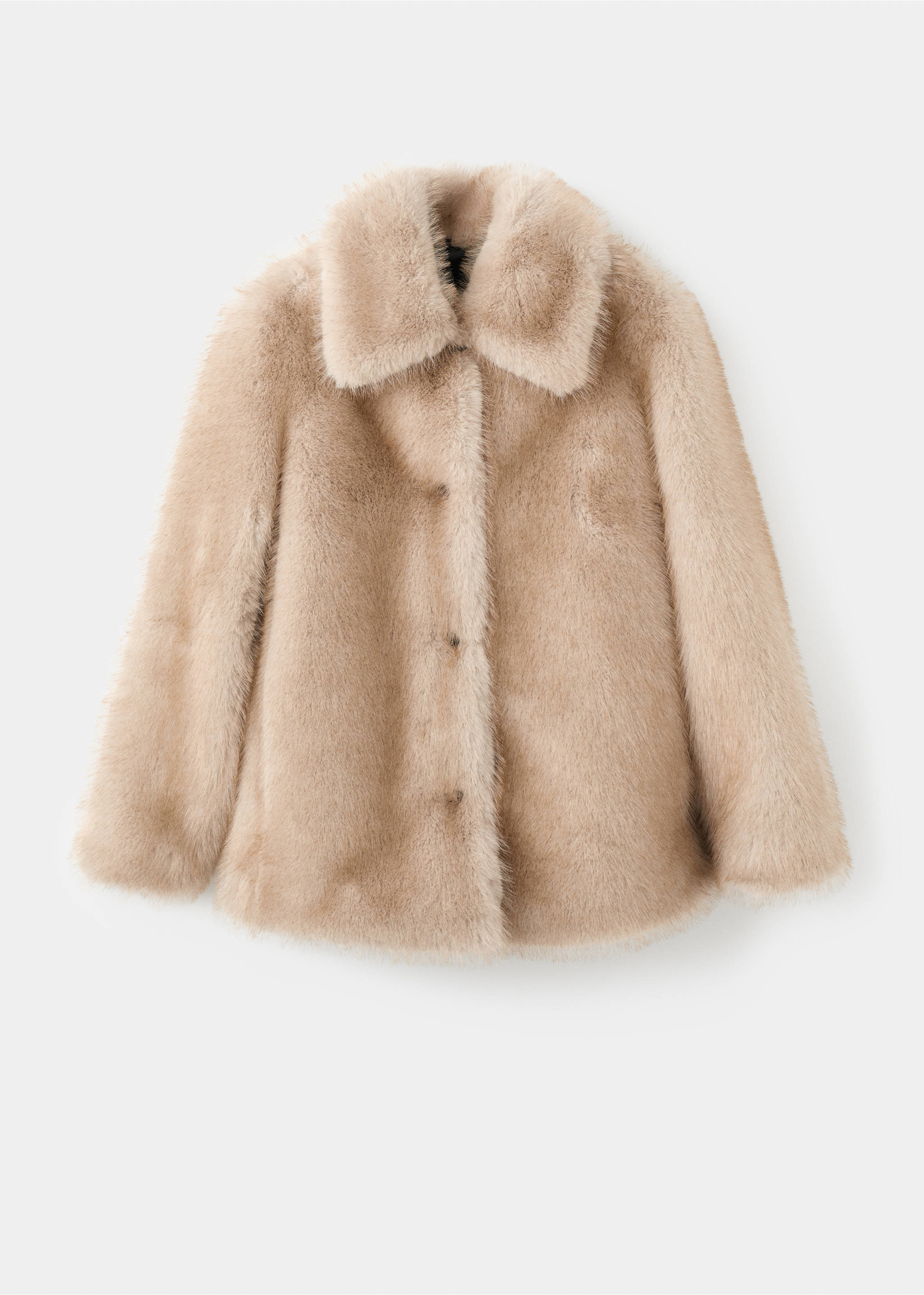 Faux-fur coat with buttons - Article without model, Ecru. Ref: 17028270-00.